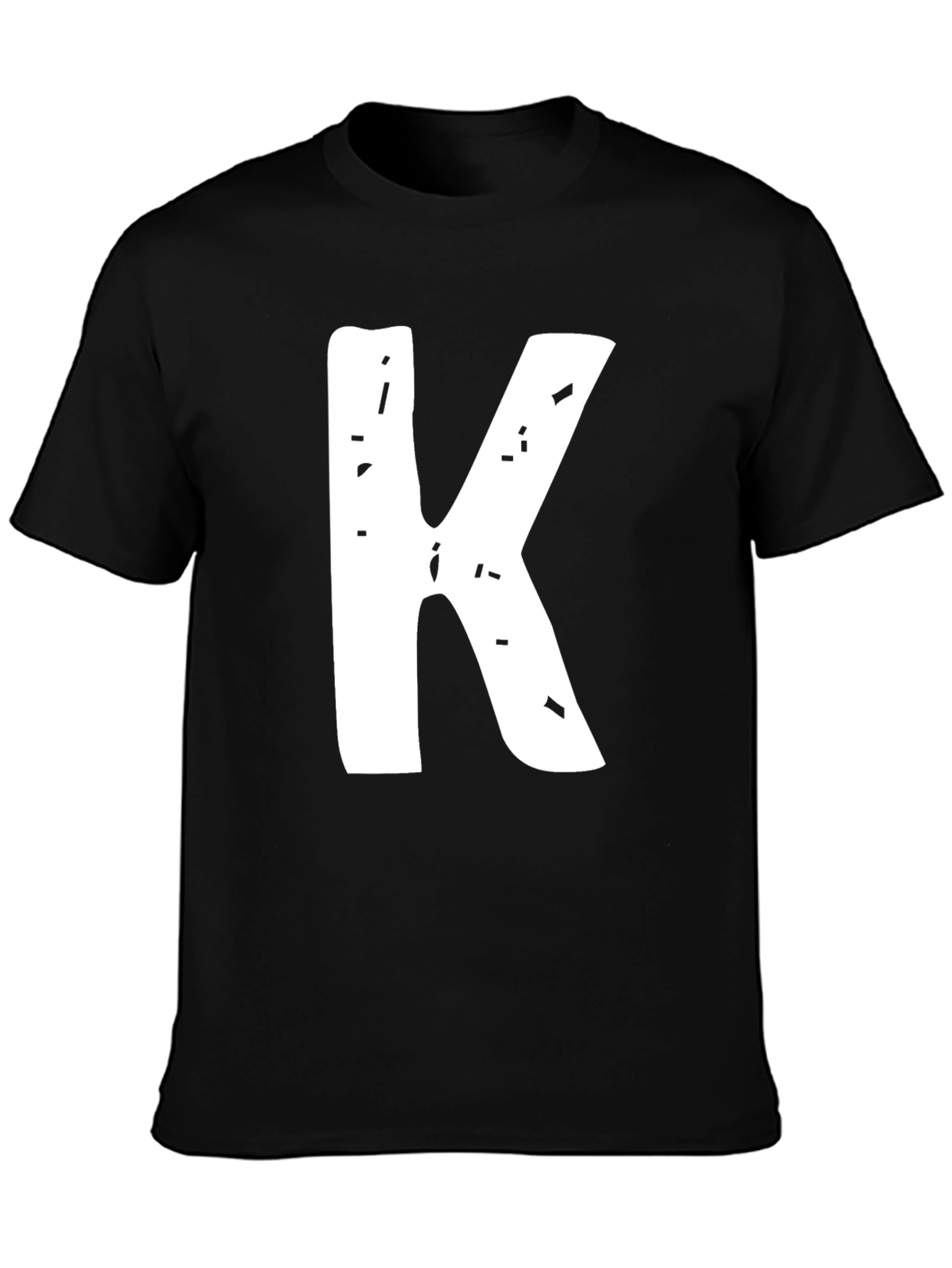 Letter K Black T-Shirt - Distressed Graphic Tee