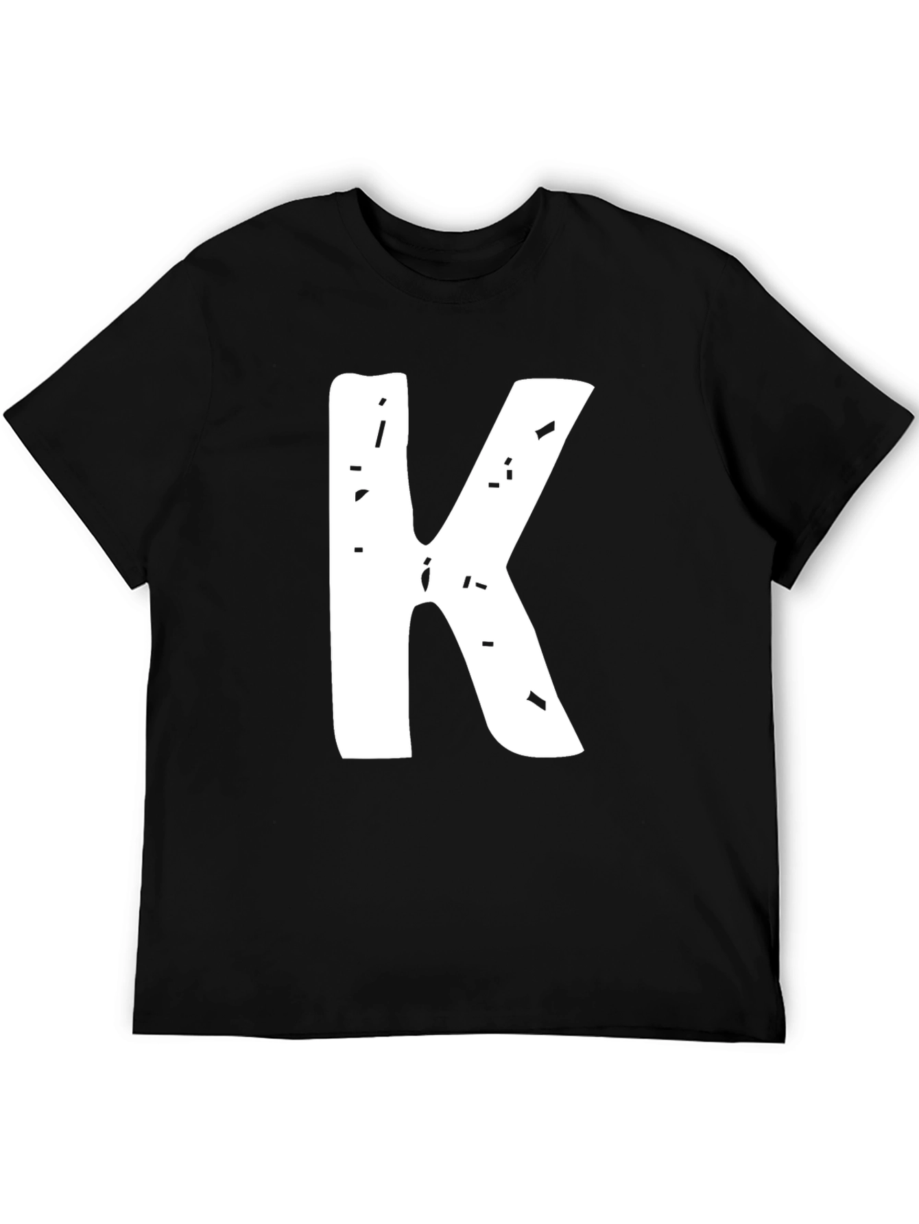 Letter K Black T-Shirt - Distressed Graphic Tee