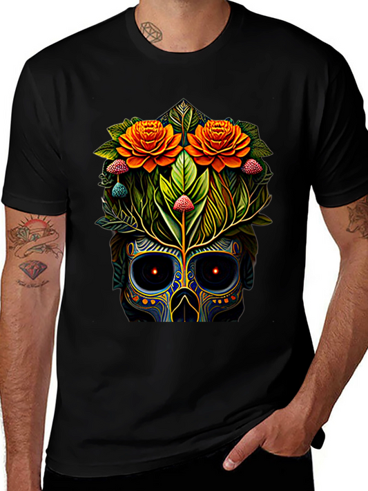 Floral Skull Graphic Tee - Stylish & Unique Design