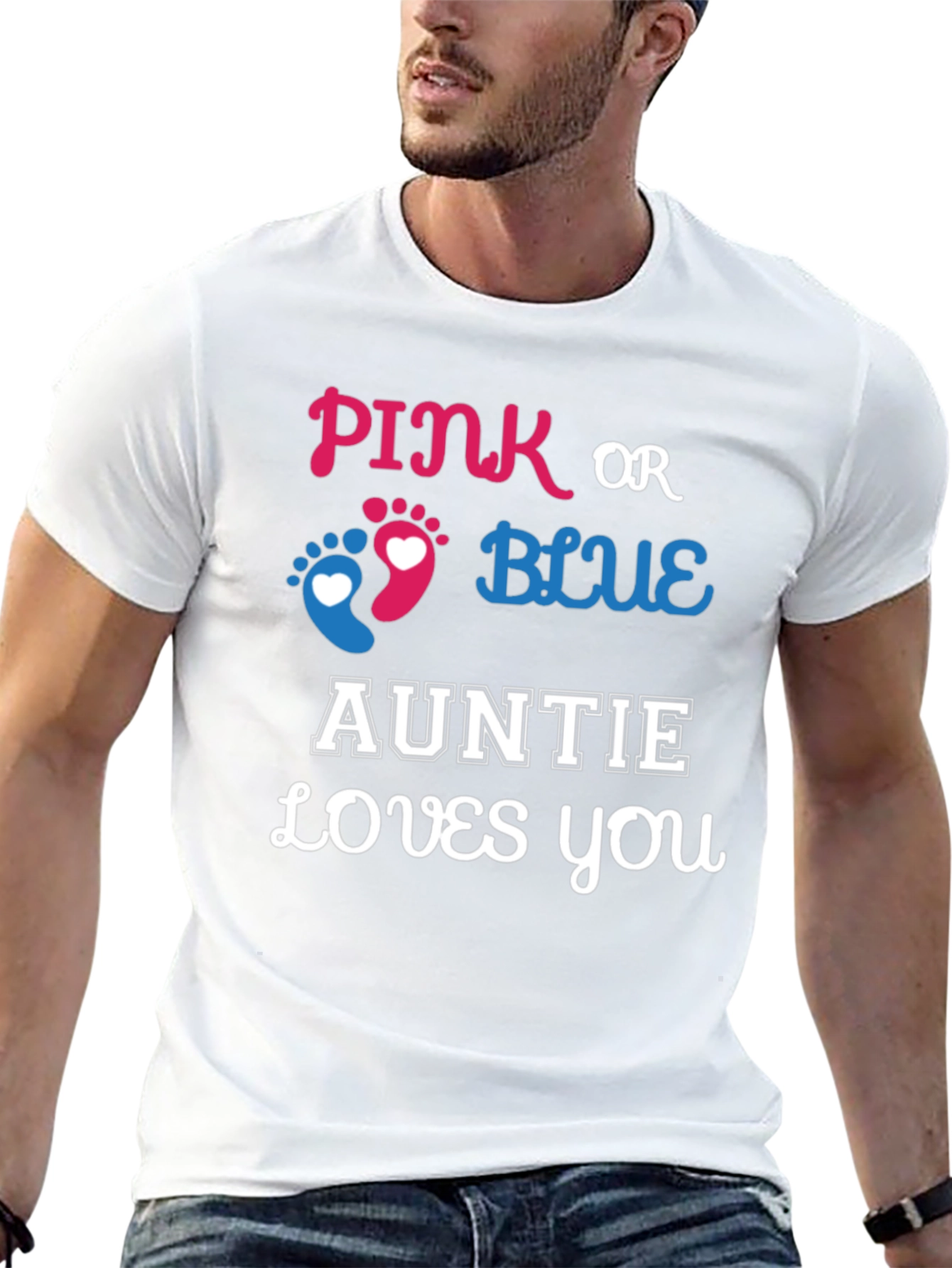 Pink or Blue Auntie Loves You T-Shirt
