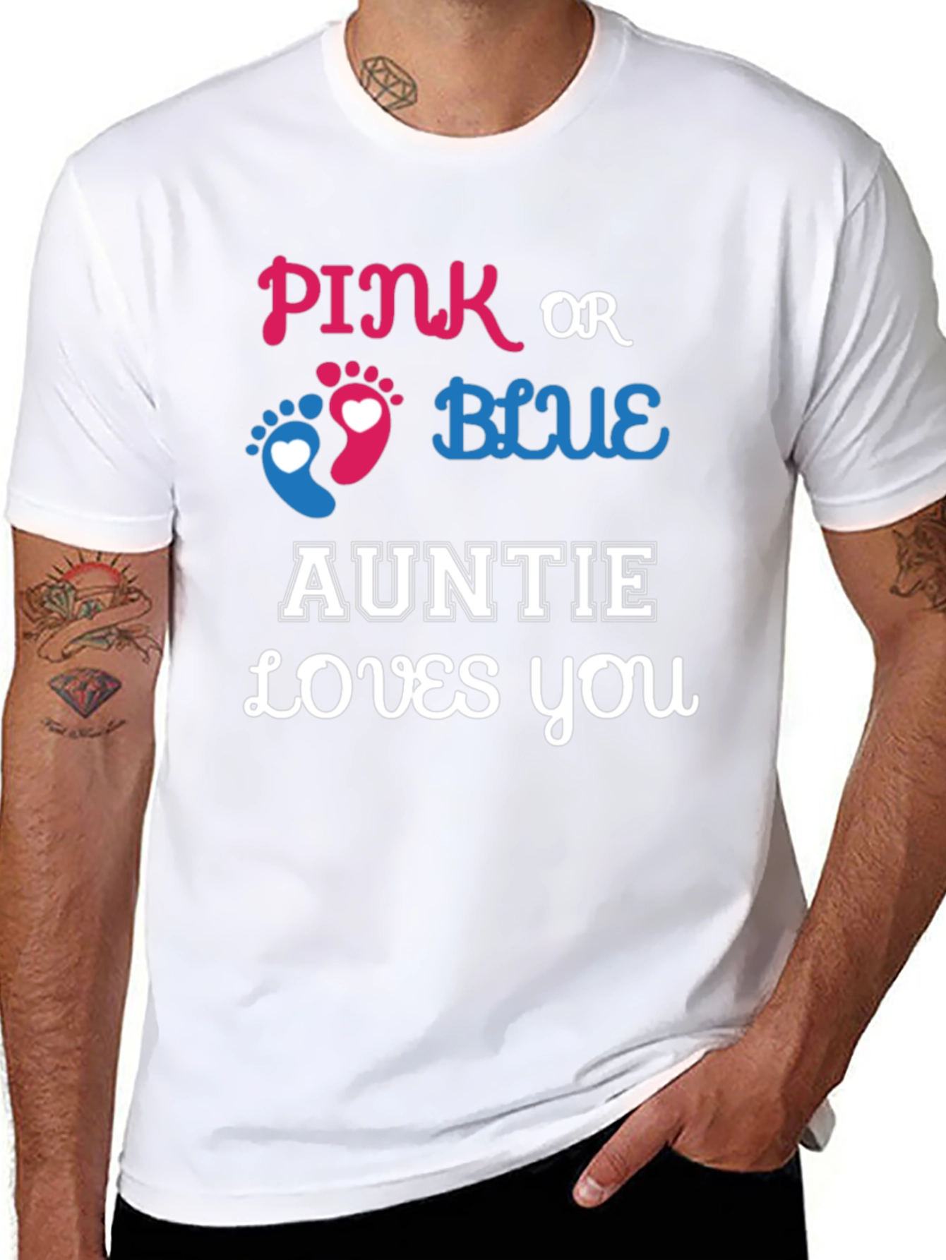 Pink or Blue Auntie Loves You T-Shirt