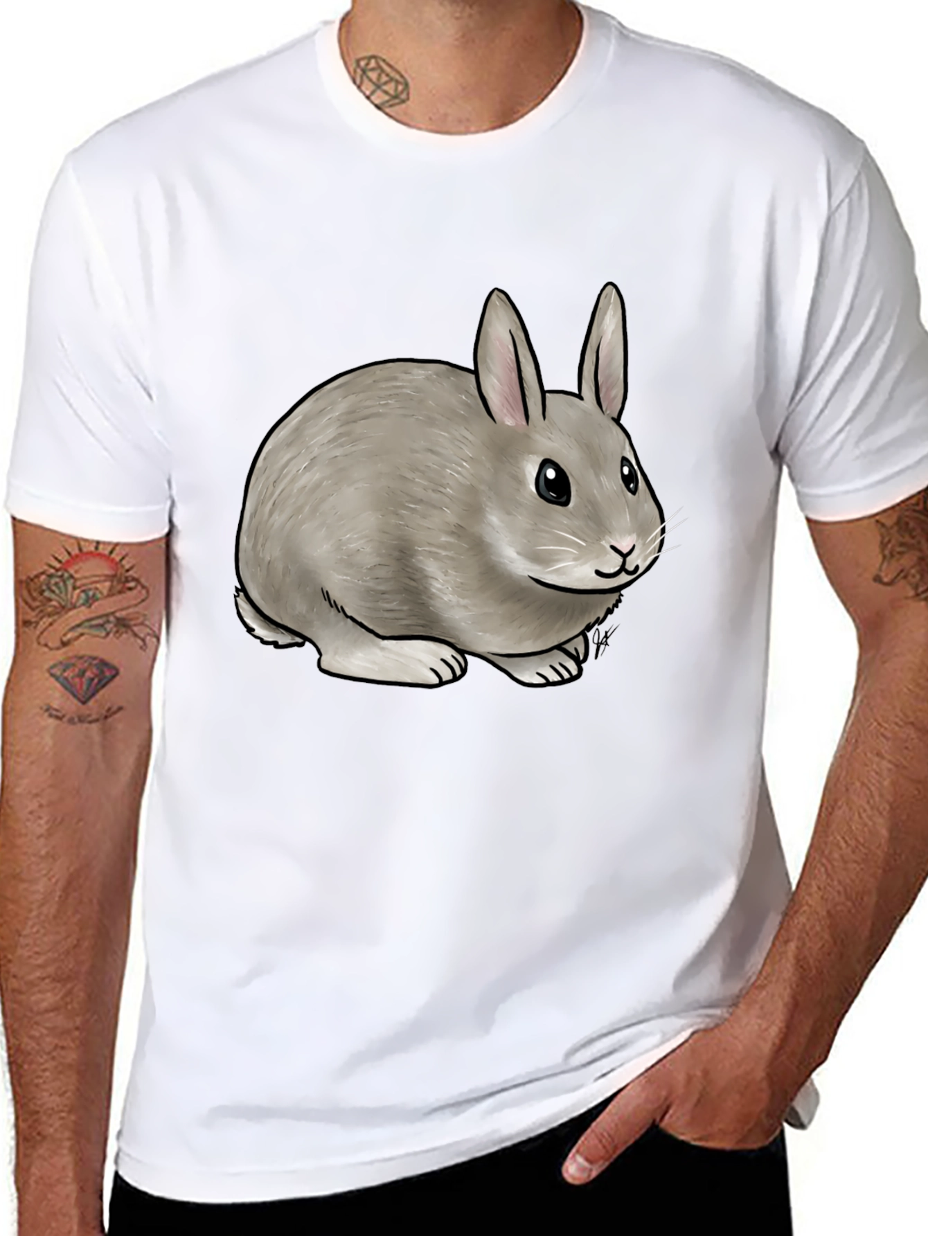 Rabbit Graphic Black T-Shirt
