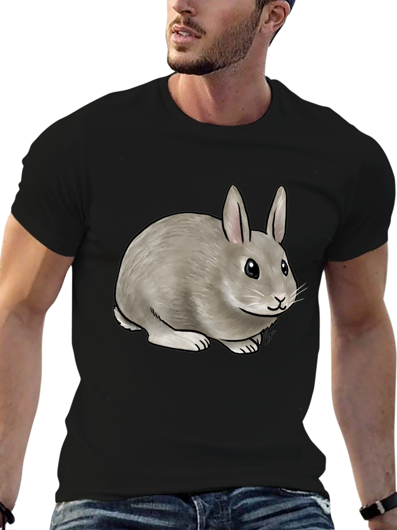 Rabbit Graphic Black T-Shirt