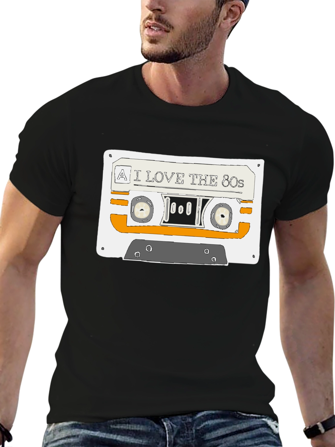 I Love the 80s Cassette Graphic Tee - Black