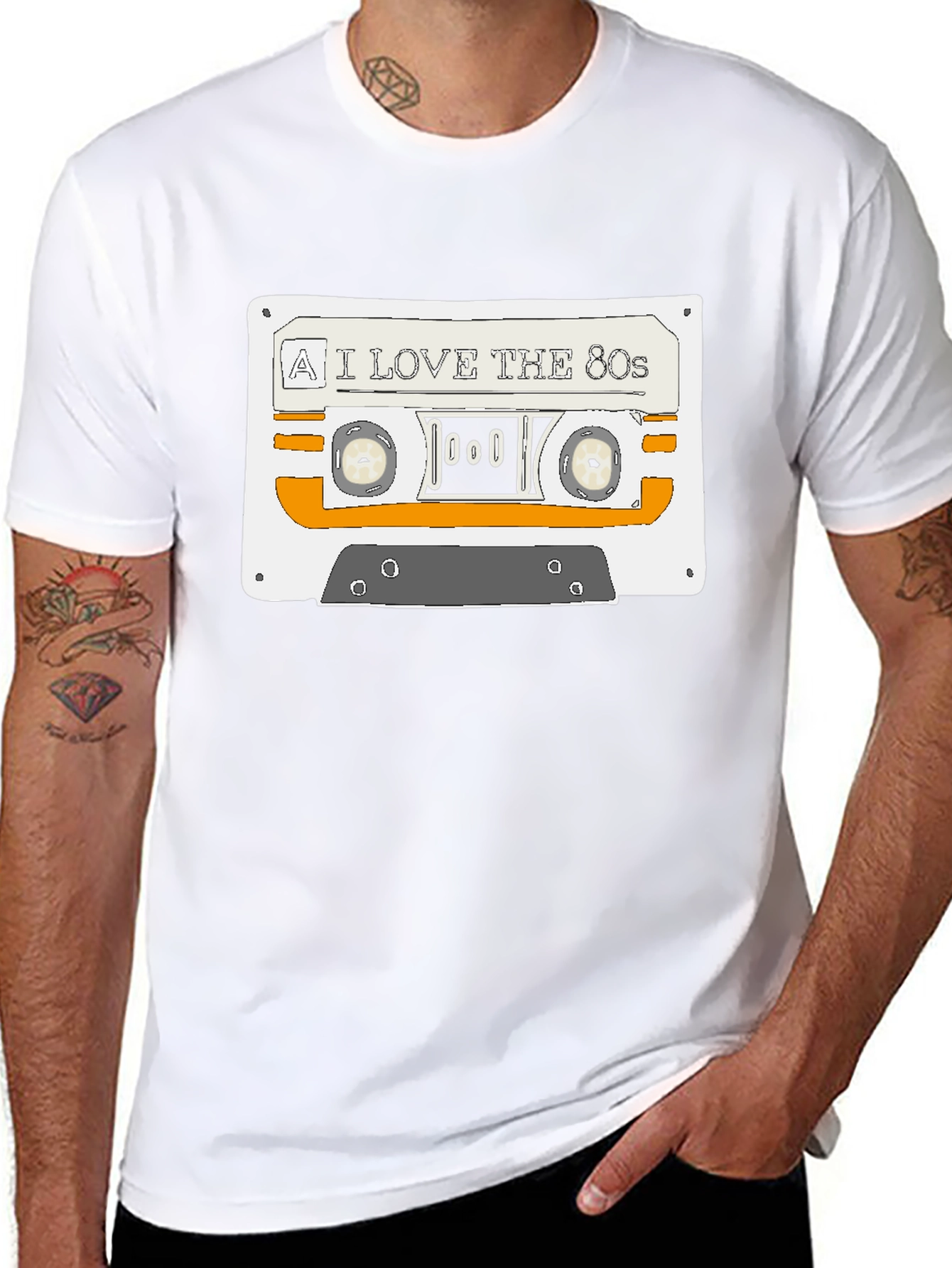 I Love the 80s Cassette Graphic Tee - Black