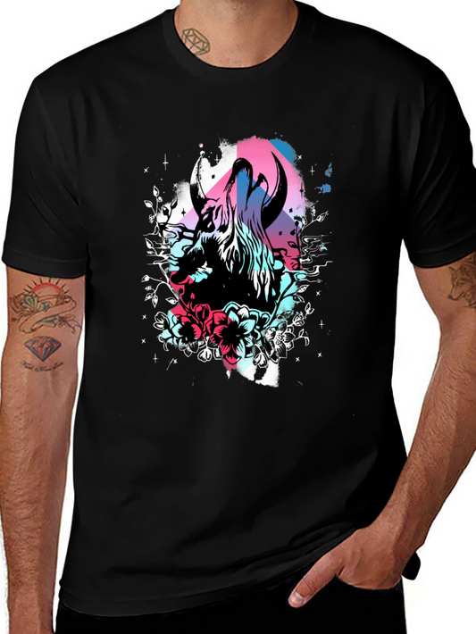 Floral Bull Graphic Tee - Unique Design Soft Cotton