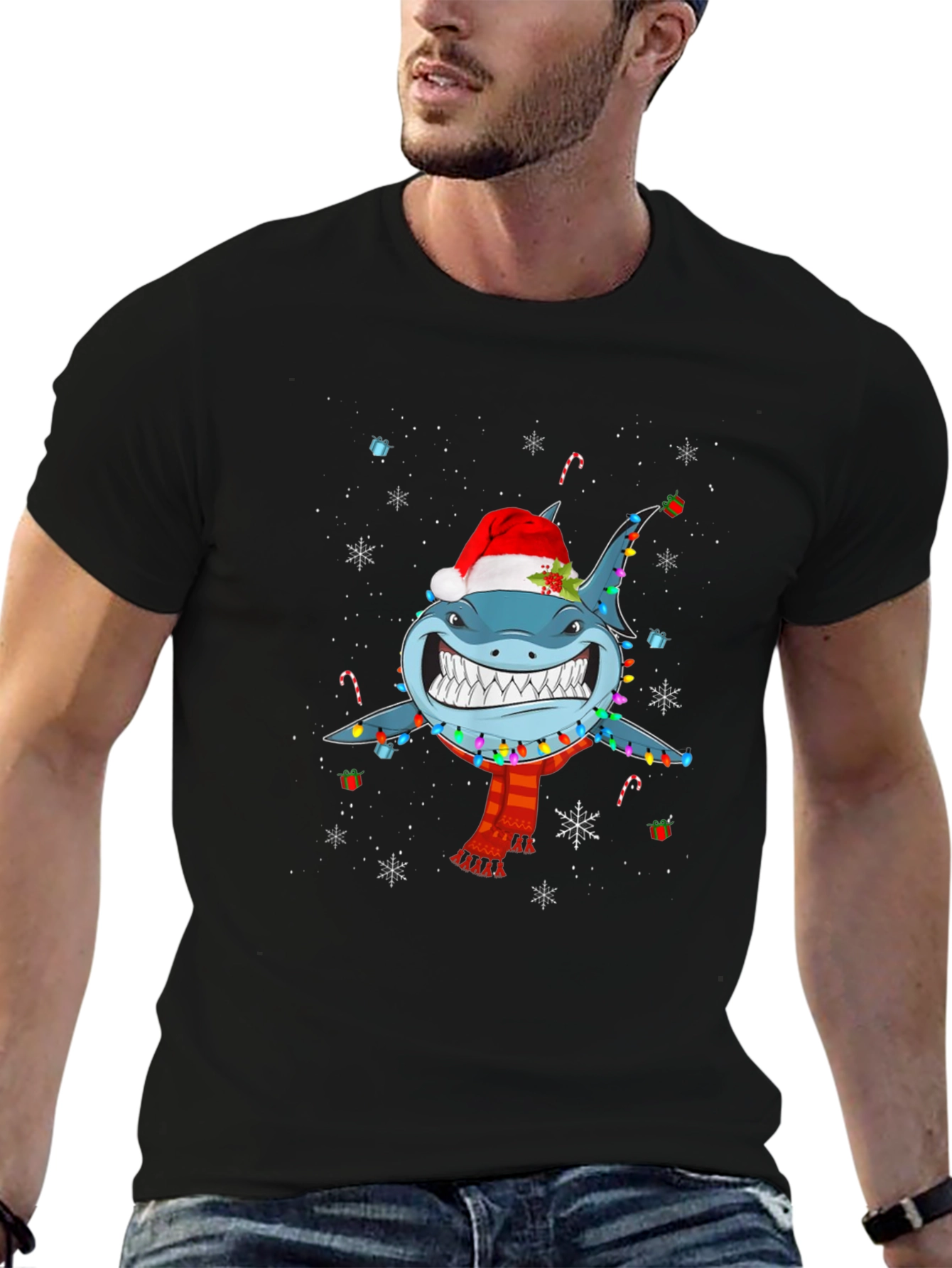Festive Shark Christmas T-Shirt - Holiday Fun!