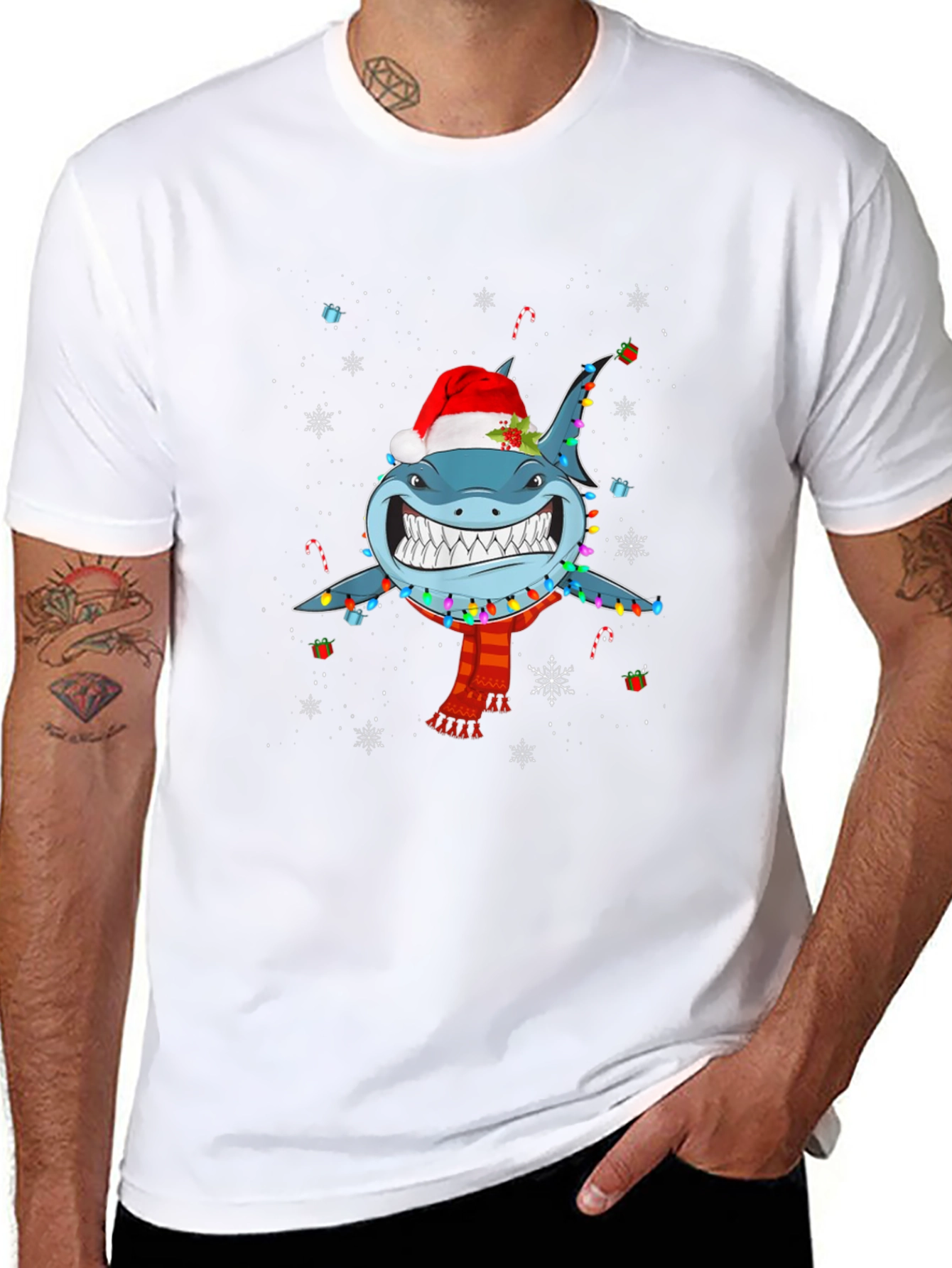 Festive Shark Christmas T-Shirt - Holiday Fun!