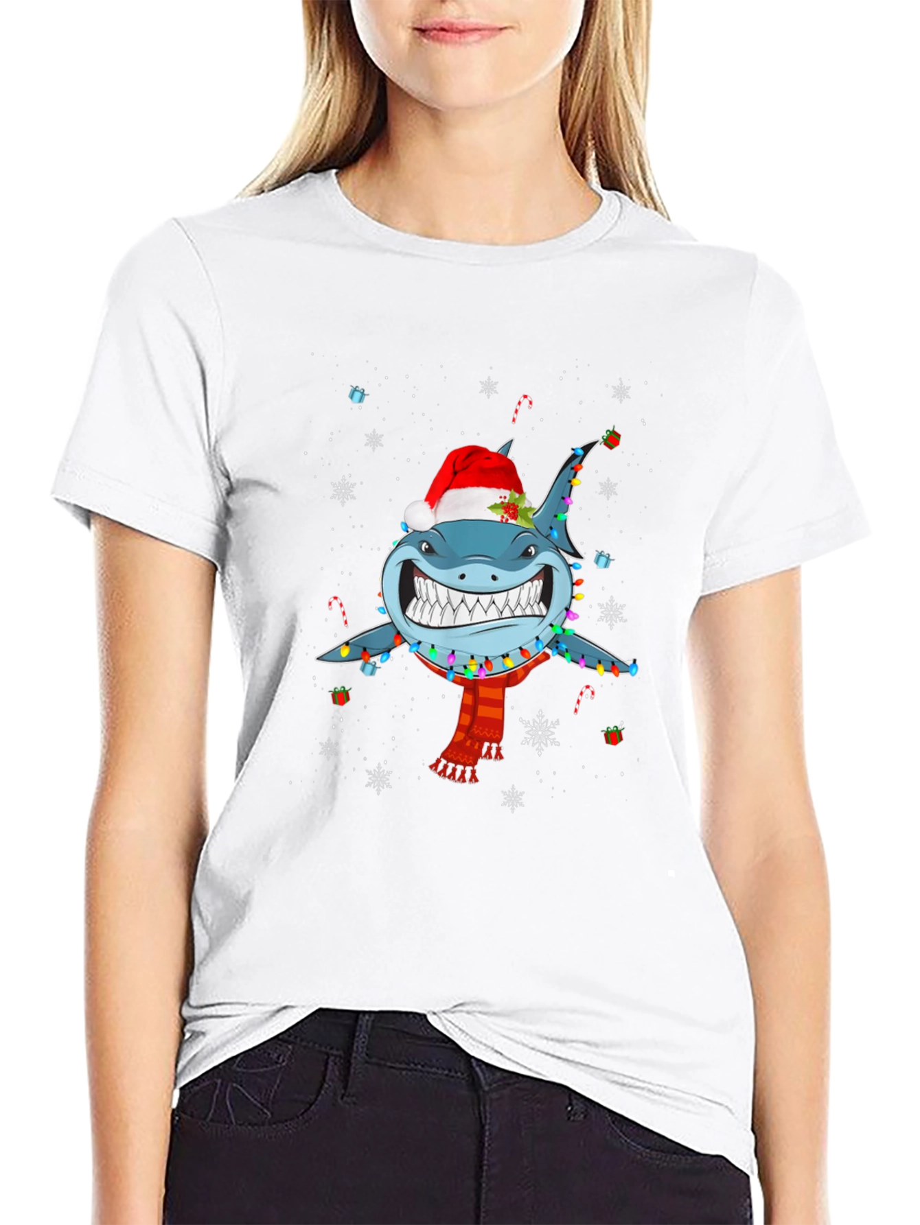 Festive Shark Christmas T-Shirt - Holiday Fun!