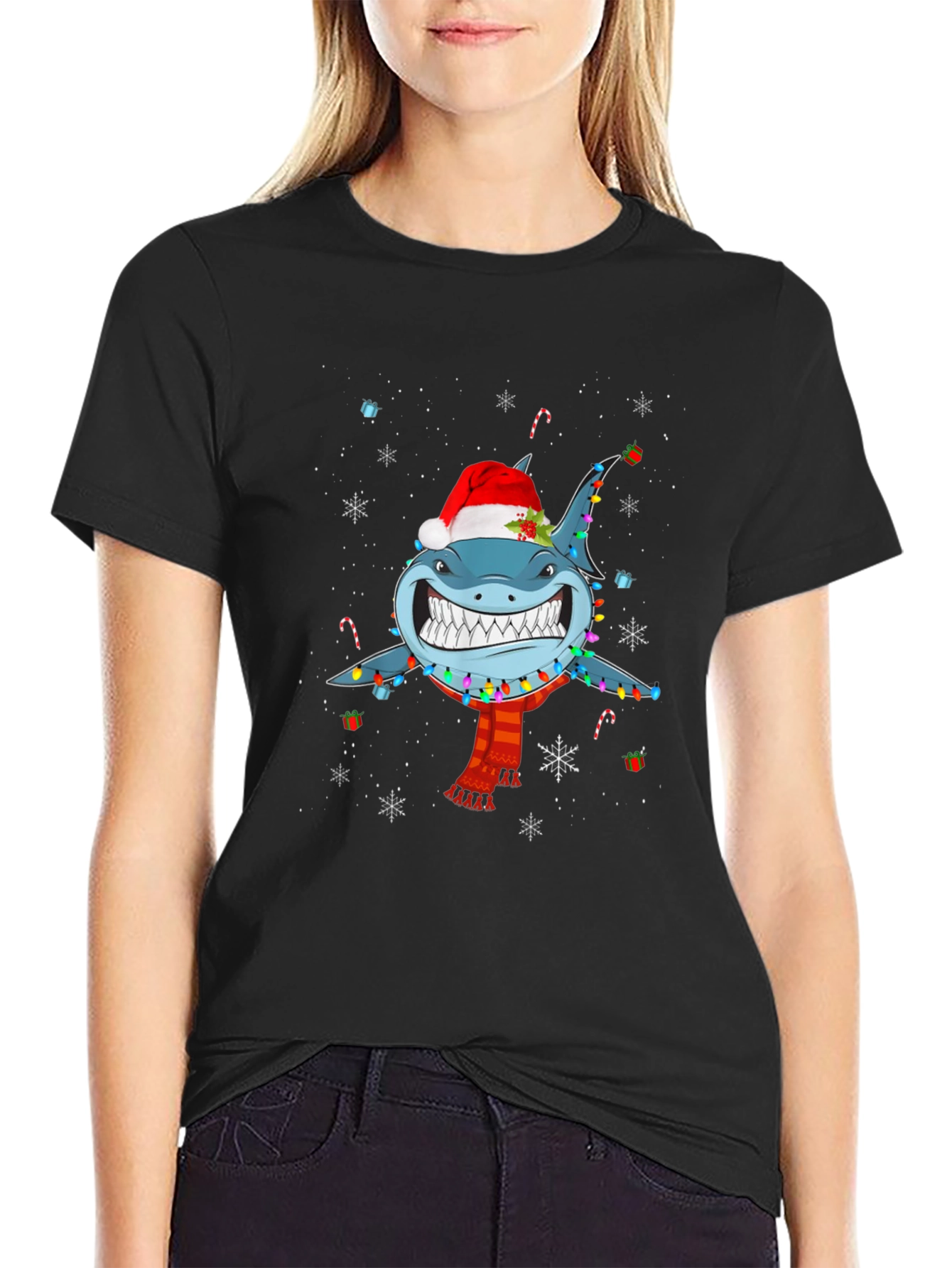 Festive Shark Christmas T-Shirt - Holiday Fun!