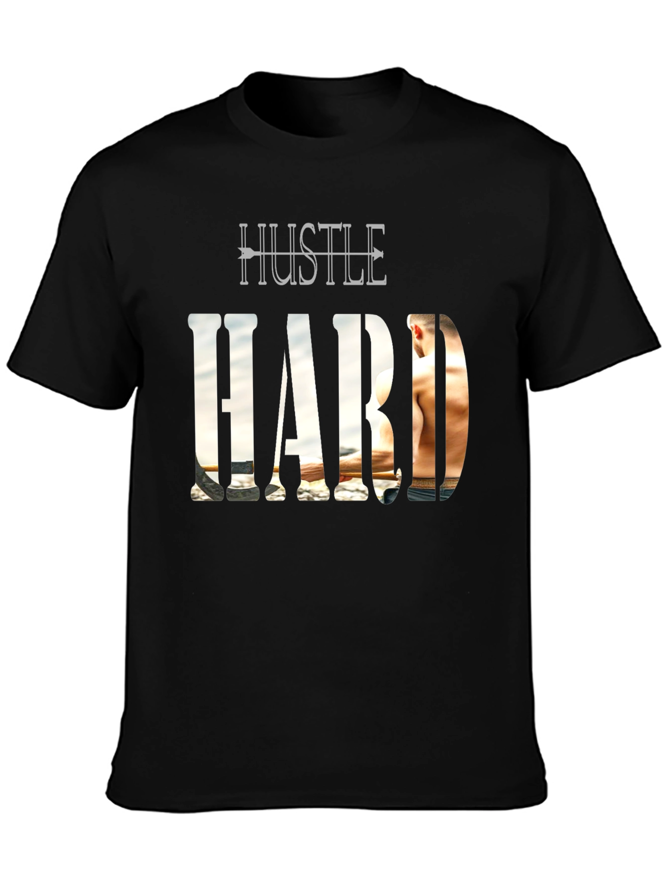 Hustle Hard Graphic Print Black T-Shirt