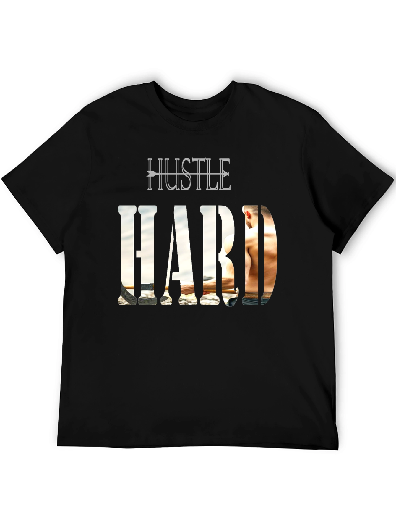 Hustle Hard Graphic Print Black T-Shirt