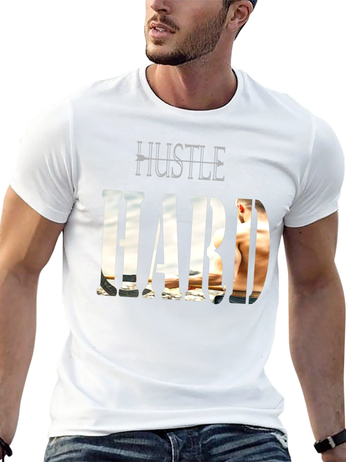 Hustle Hard Graphic Print Black T-Shirt