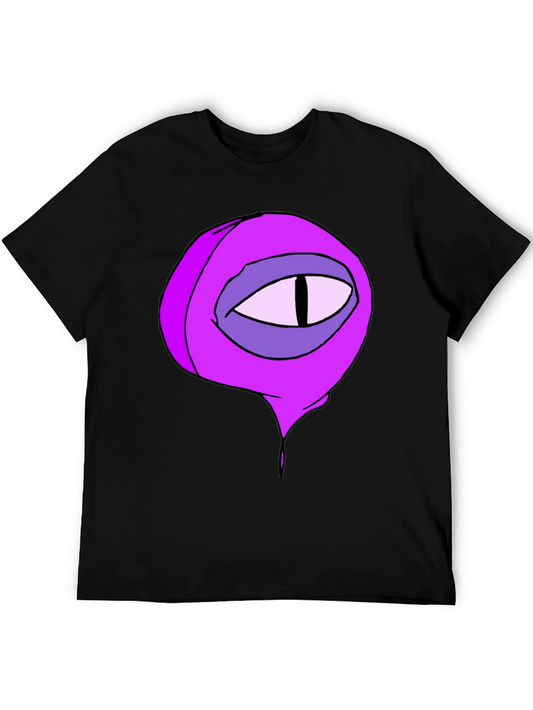 Black Tee with Cartoon Eye Graphic