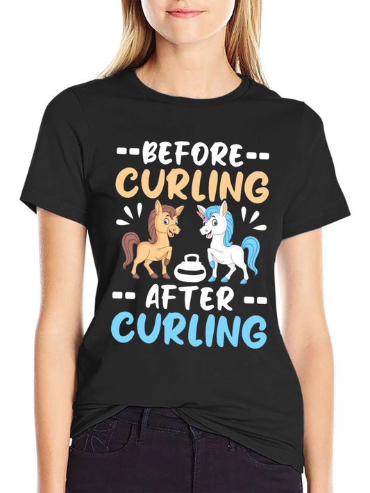Before & After Curling Graphic T-Shirt