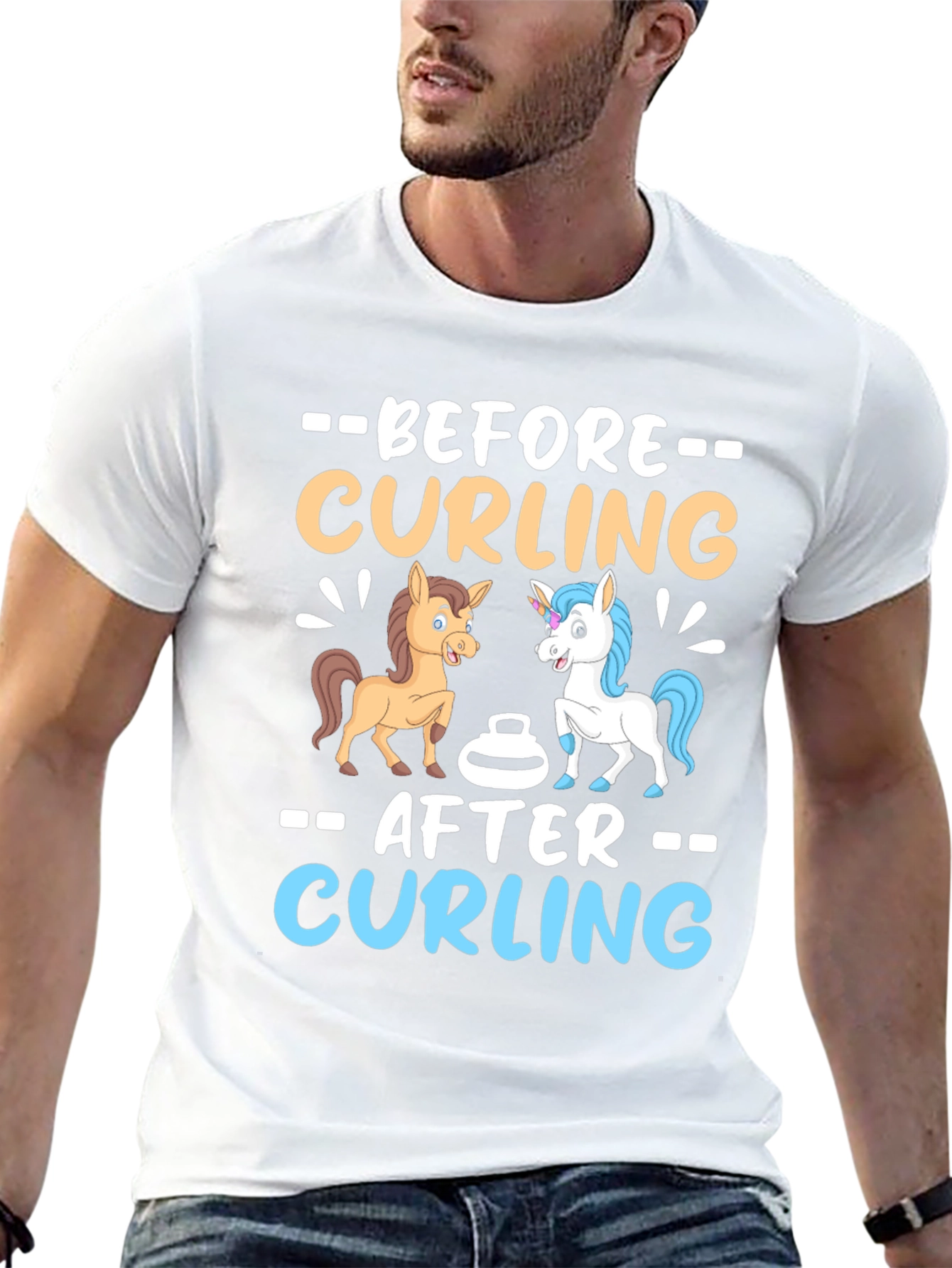 Before & After Curling Graphic T-Shirt