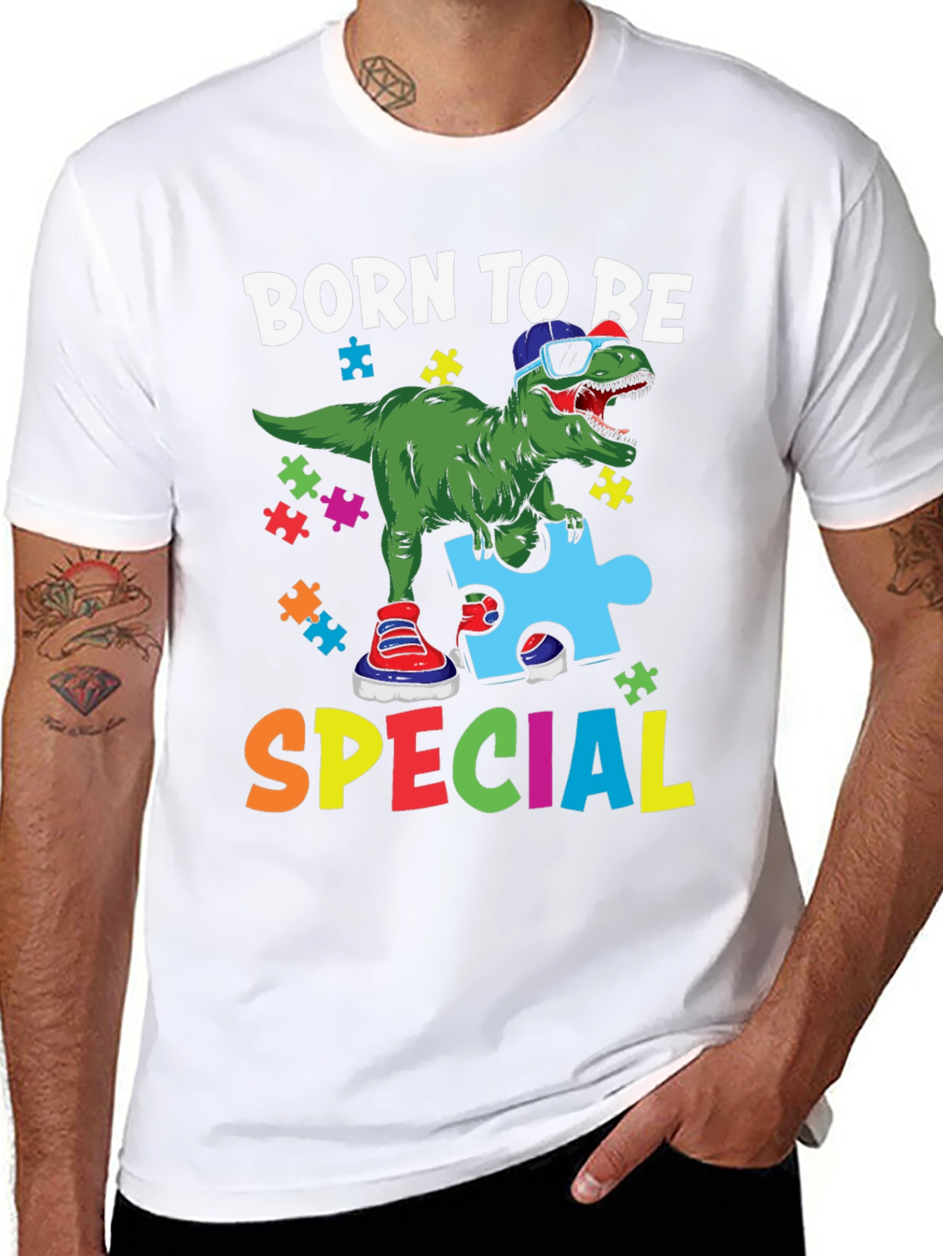 Born to Be Special Autism Dinosaur T-Shirt