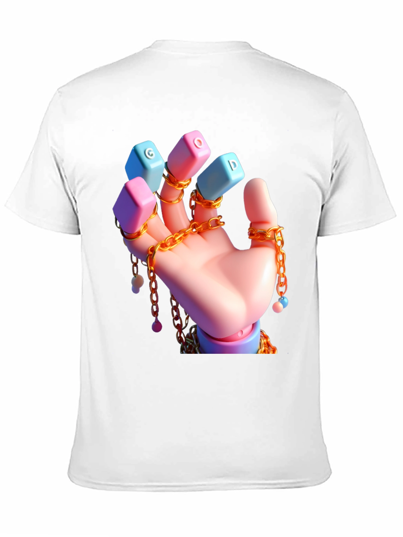 Unique Graphic Tee - Cartoon Hand With Chains