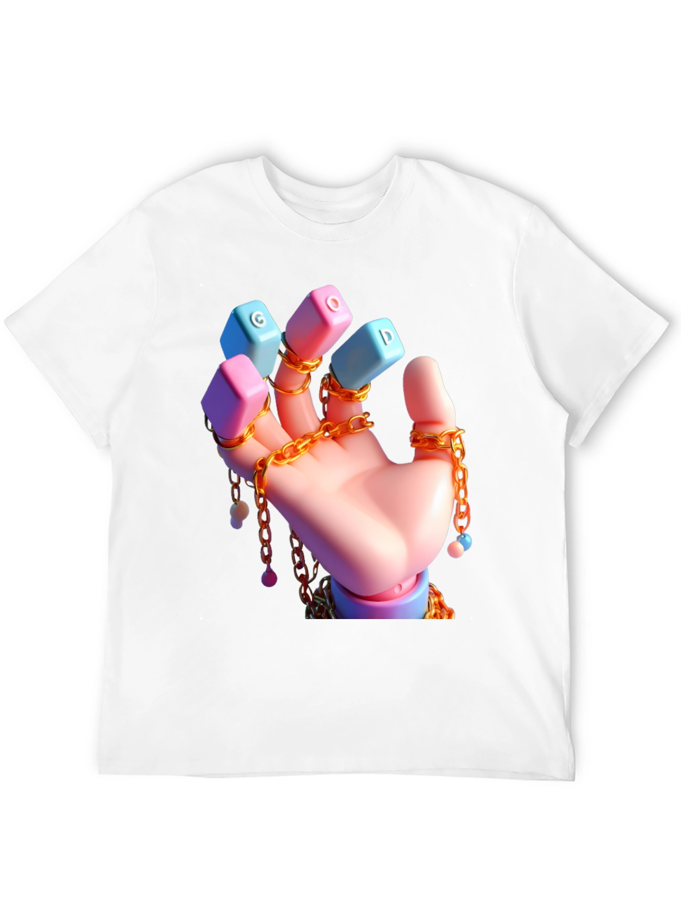 Unique Graphic Tee - Cartoon Hand With Chains