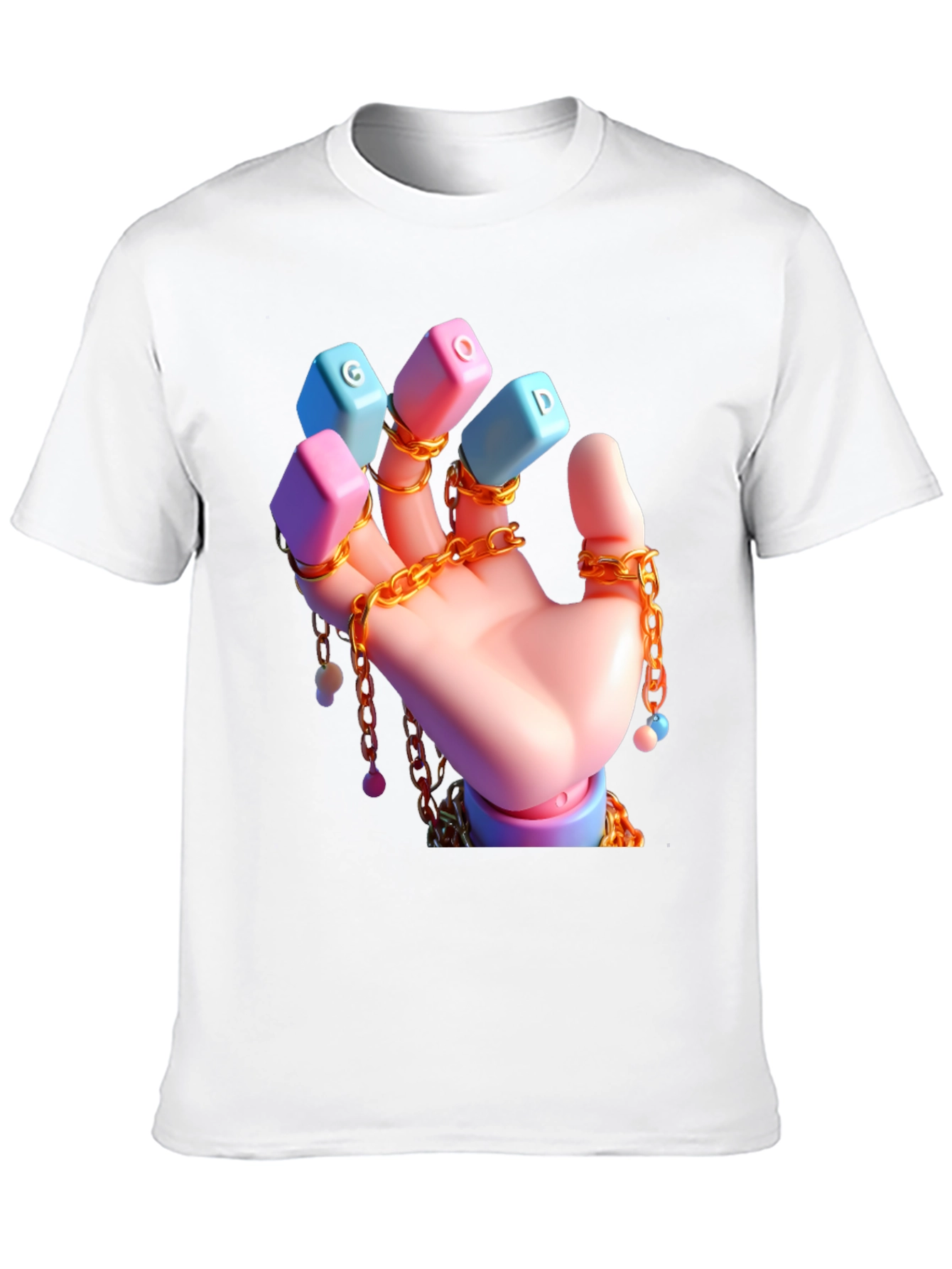 Unique Graphic Tee - Cartoon Hand With Chains