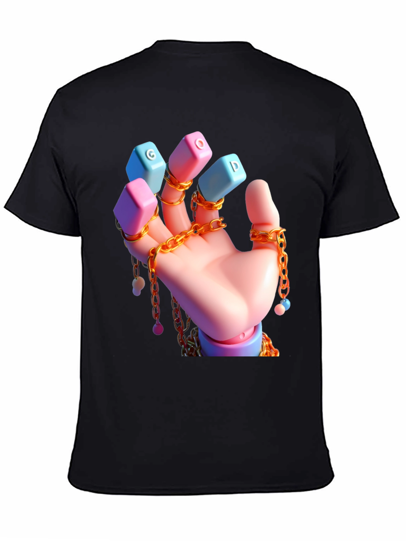 Unique Graphic Tee - Cartoon Hand With Chains