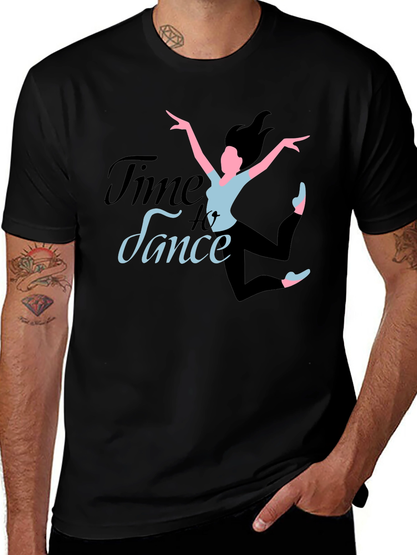 Time to Dance Black Graphic Tee - Dancer Design