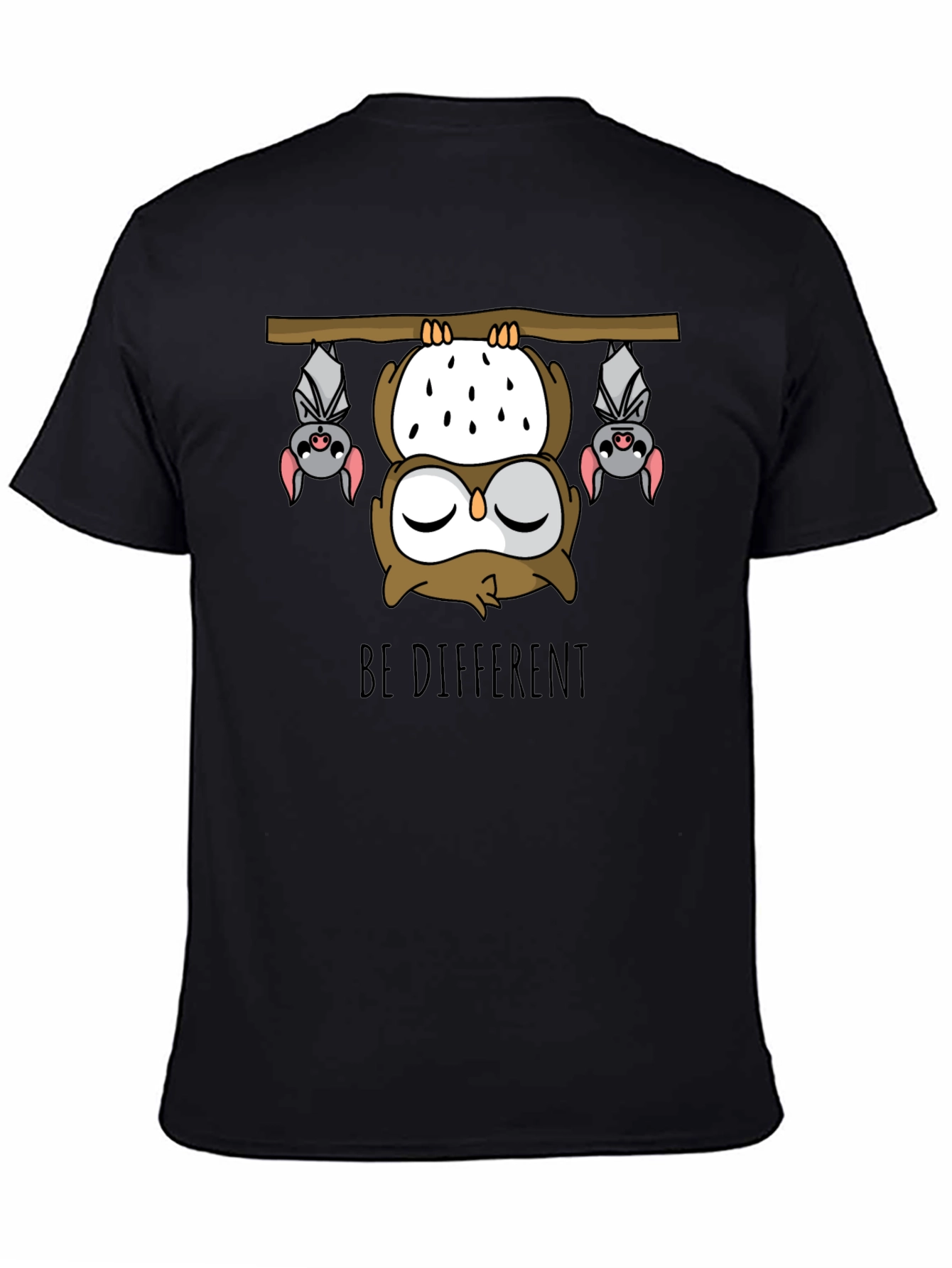 Be Different Owl and Bats Graphic T-Shirt