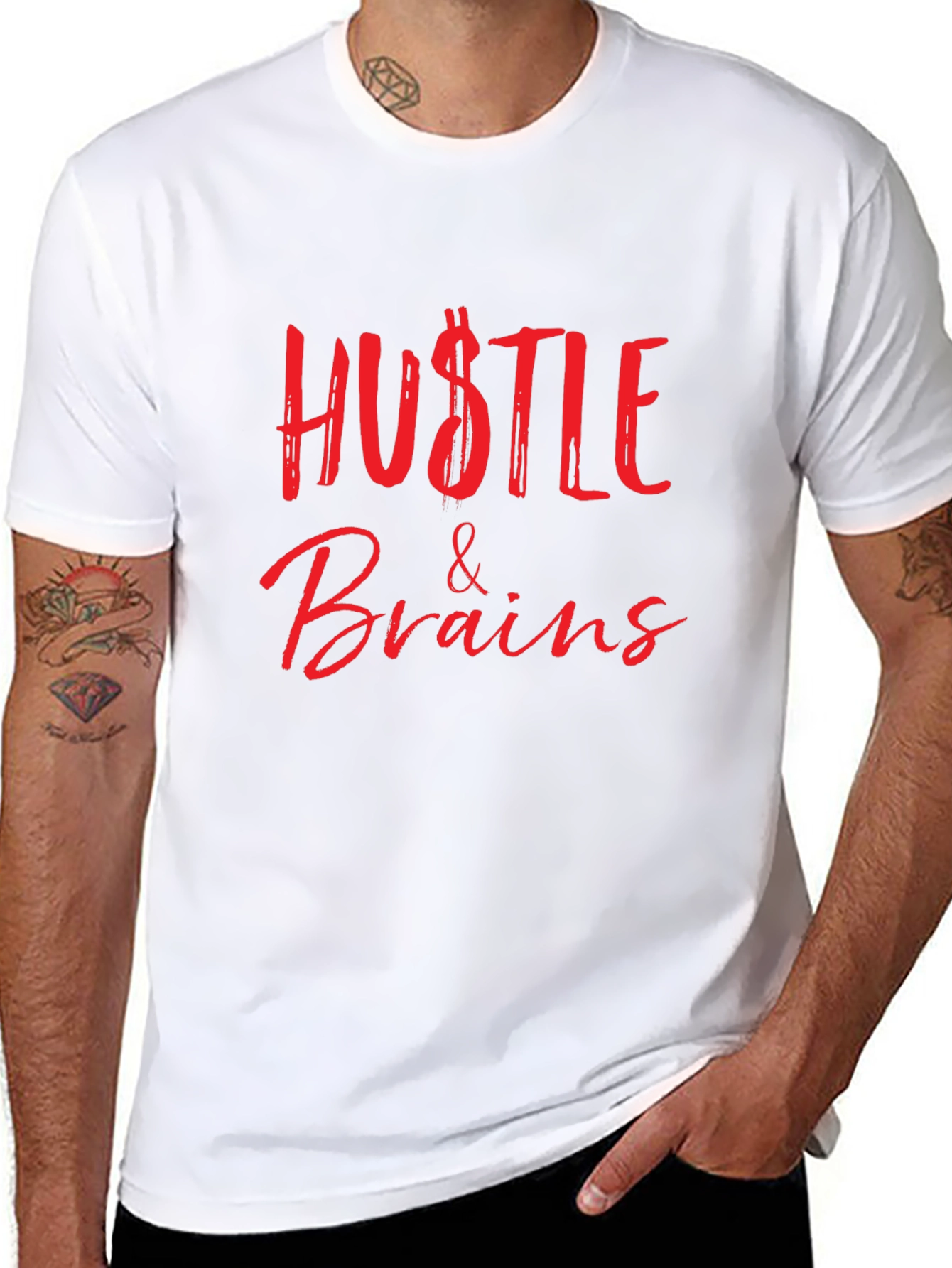 Hustle & Brains Graphic Tee - Stylish and Bold