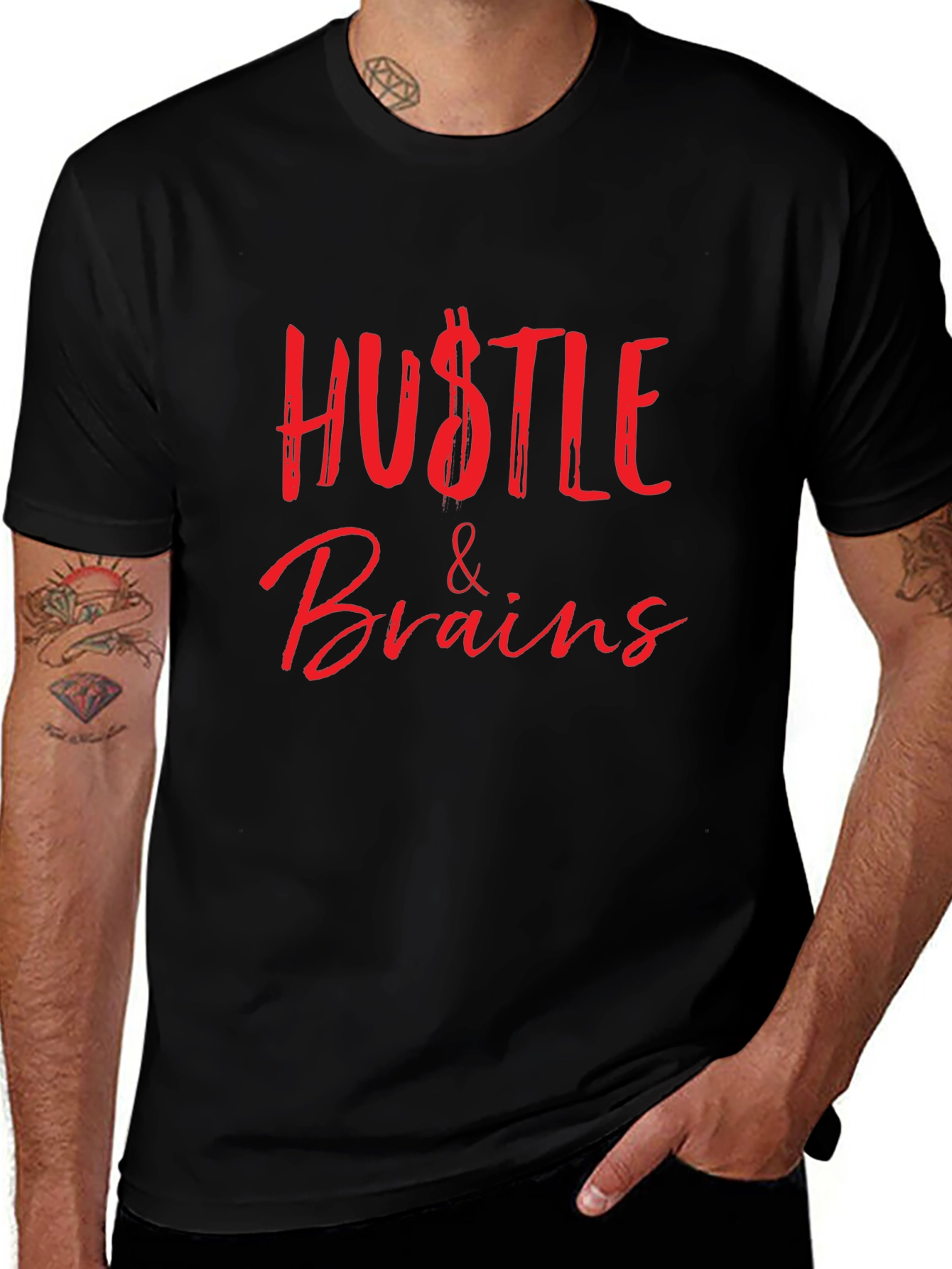 Hustle & Brains Graphic Tee - Stylish and Bold