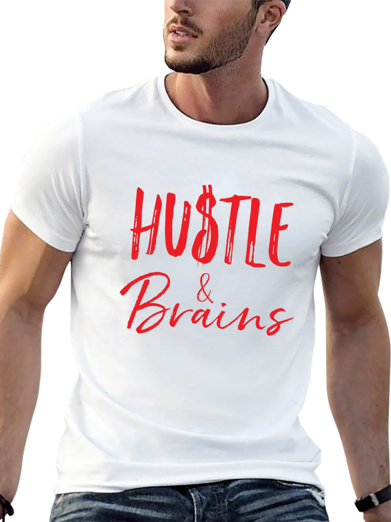 Hustle & Brains Graphic Tee - Stylish and Bold