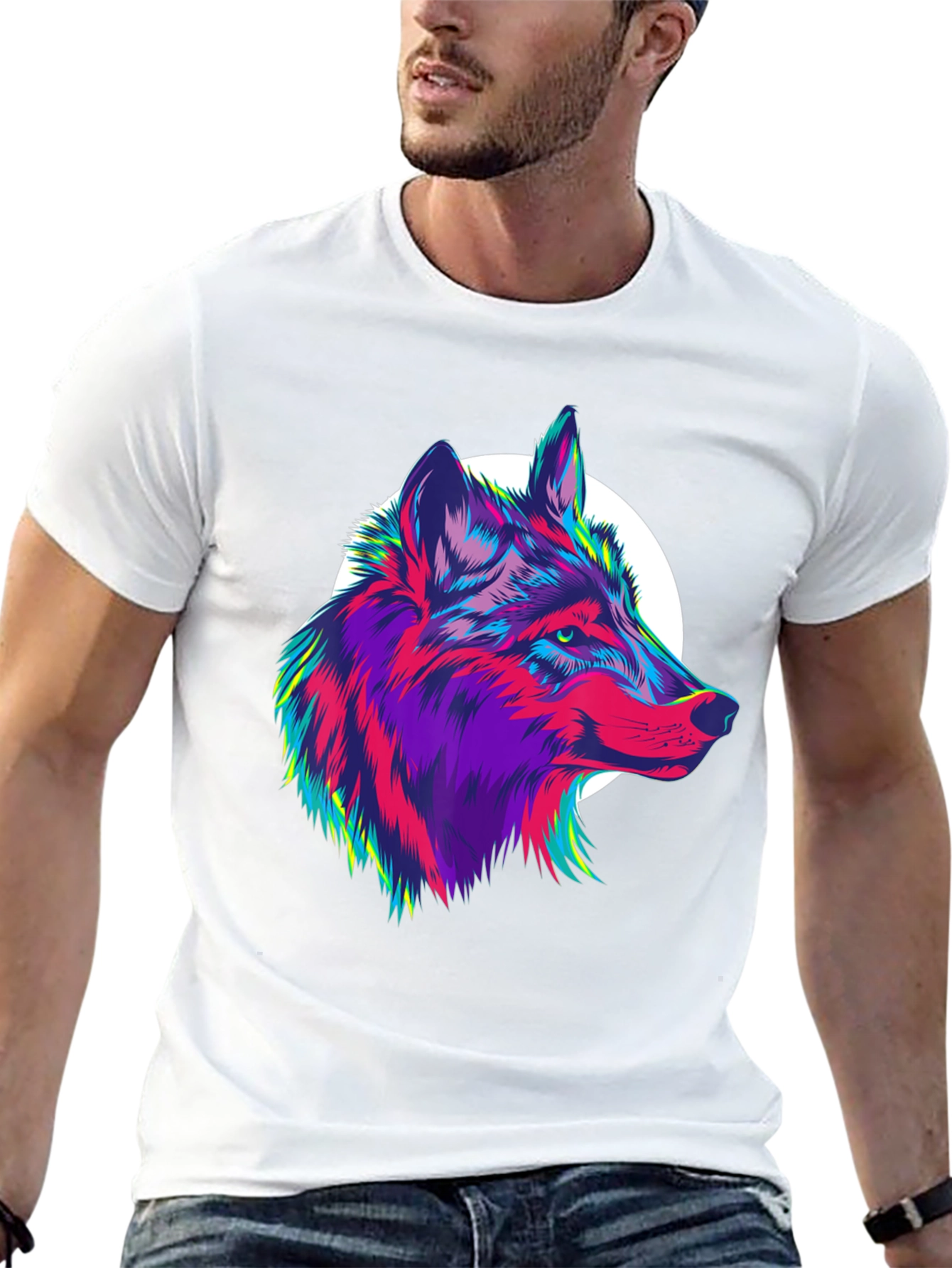 Vivid Wolf Graphic Tee - Mens Black T-Shirt