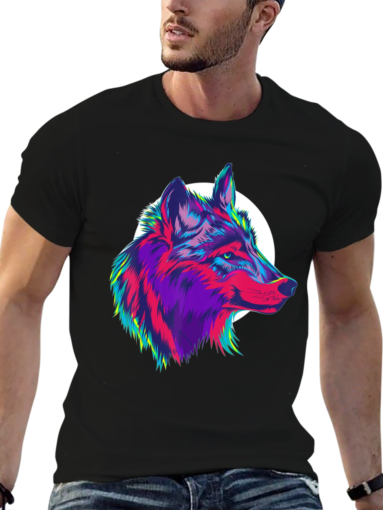 Vivid Wolf Graphic Tee - Mens Black T-Shirt