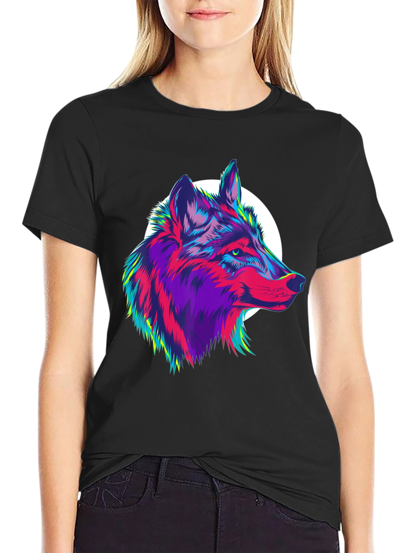 Vivid Wolf Graphic Tee - Mens Black T-Shirt