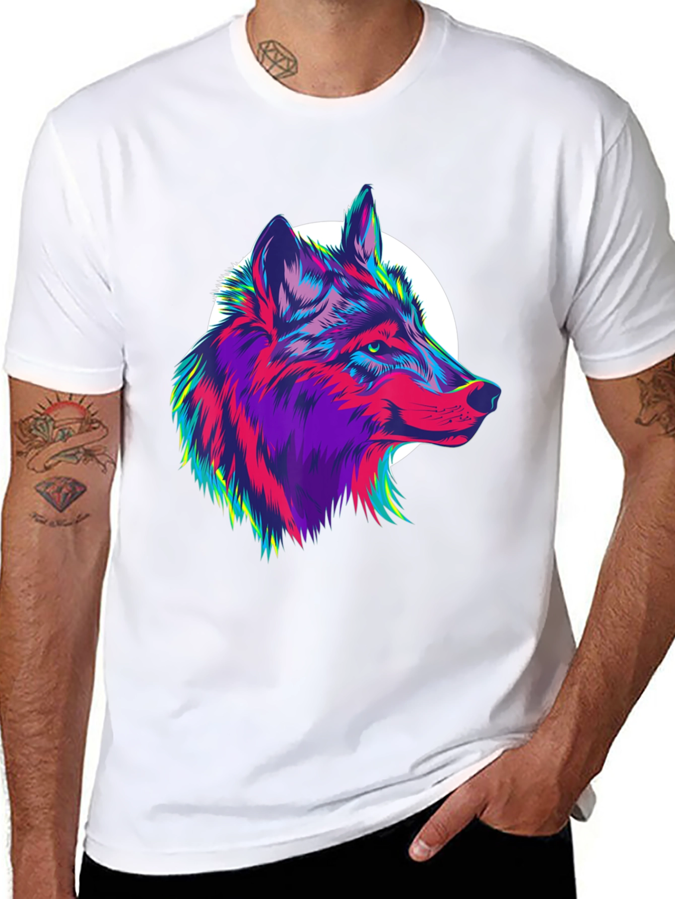 Vivid Wolf Graphic Tee - Mens Black T-Shirt