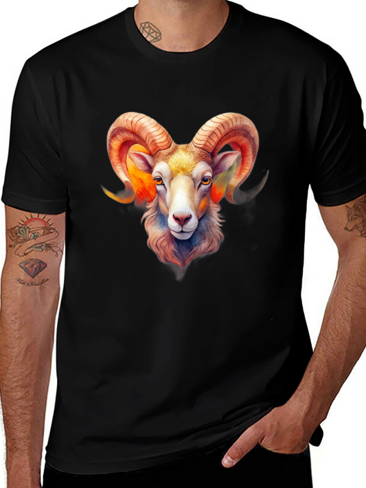 Aries Ram Zodiac Graphic Black T-Shirt