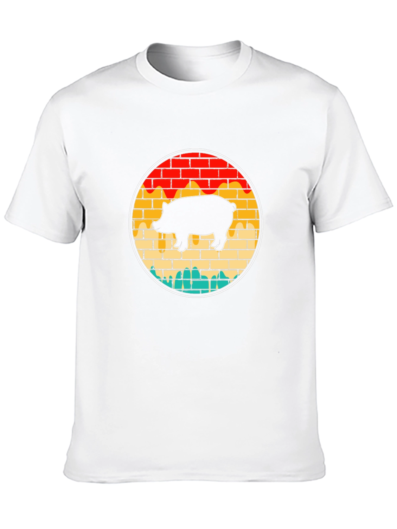 Retro Pig Brick Wall Graphic Tee