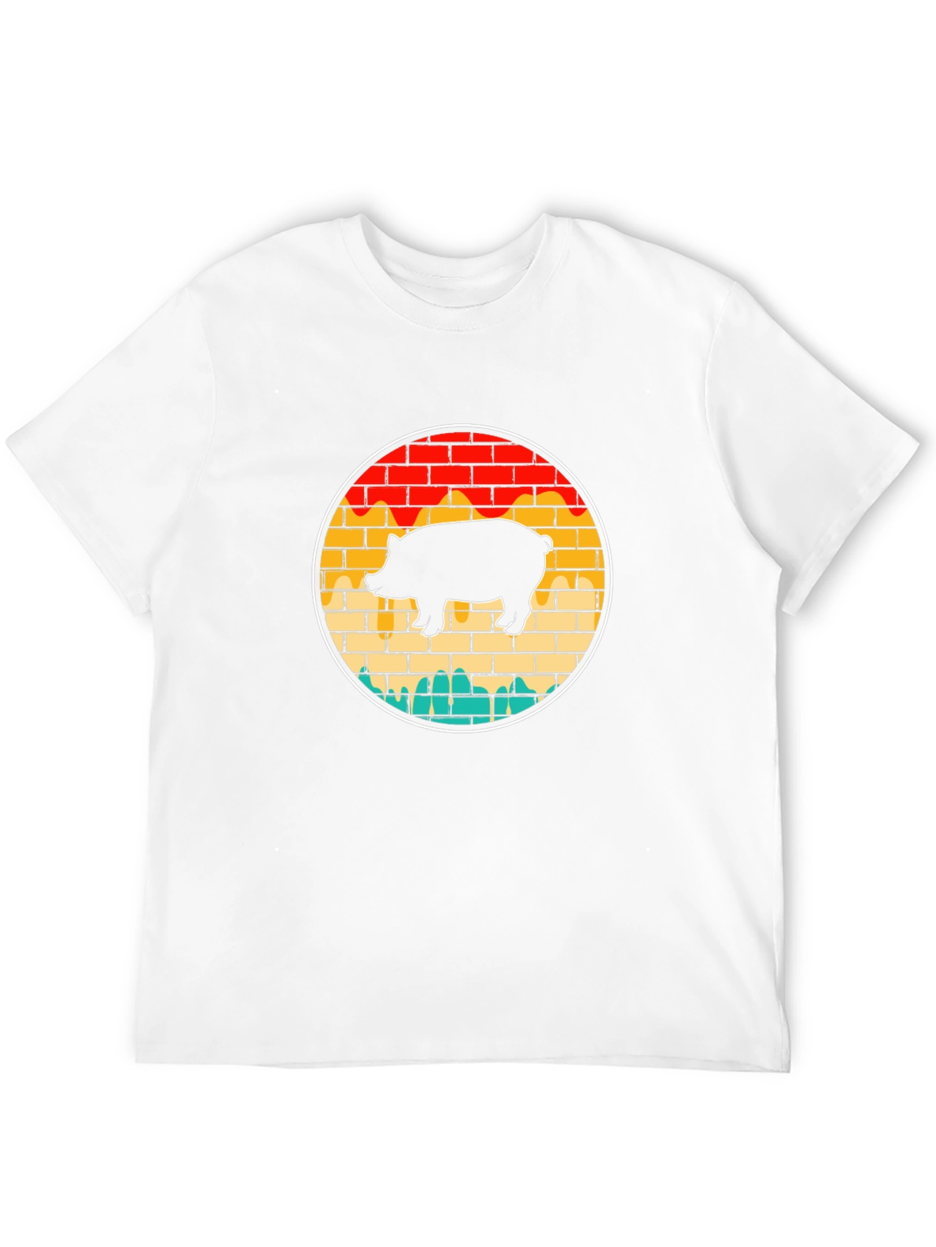 Retro Pig Brick Wall Graphic Tee