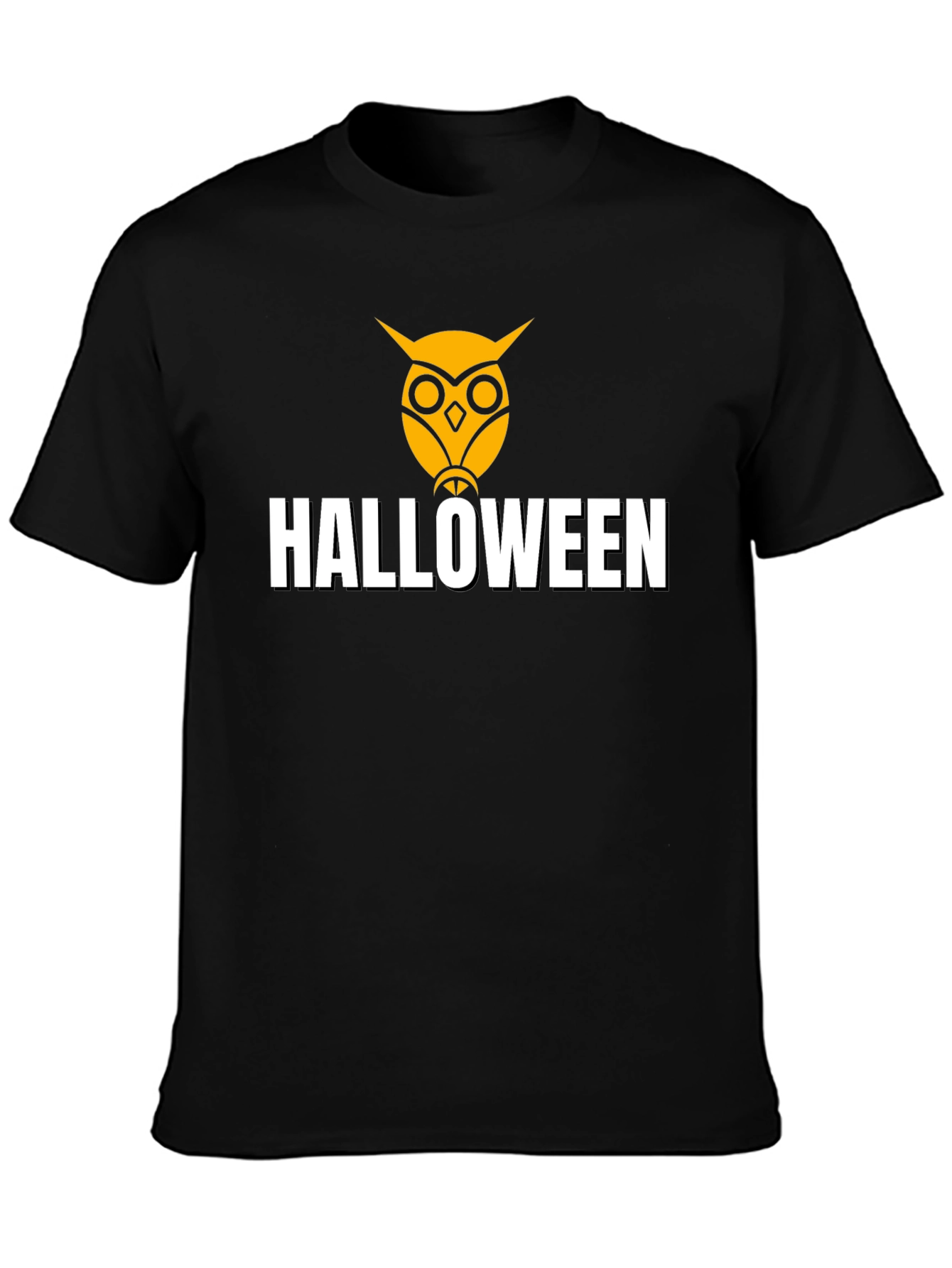 Halloween Owl Graphic Tee - Black Cotton Shirt