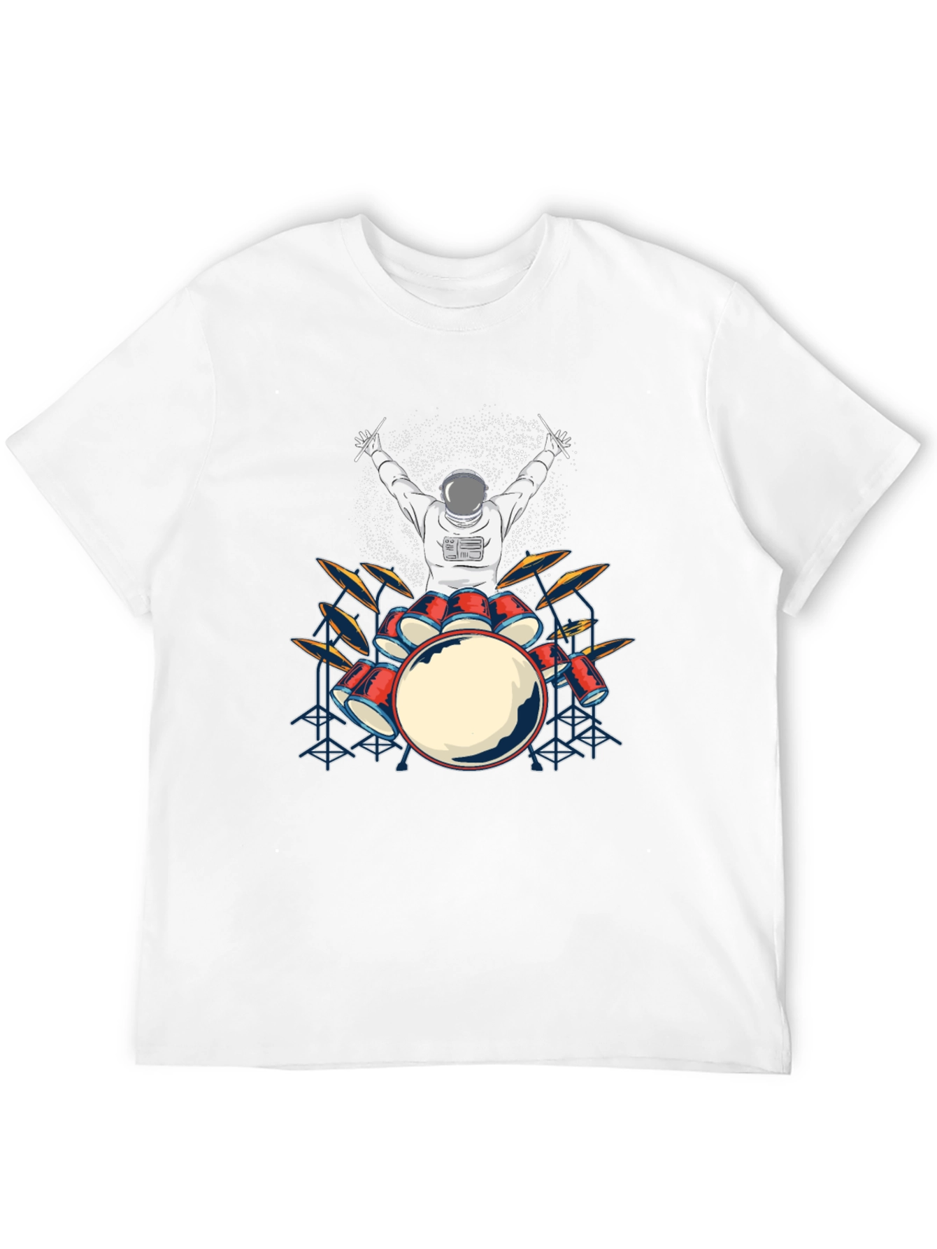 Astronaut Drummer Graphic T-Shirt - Black