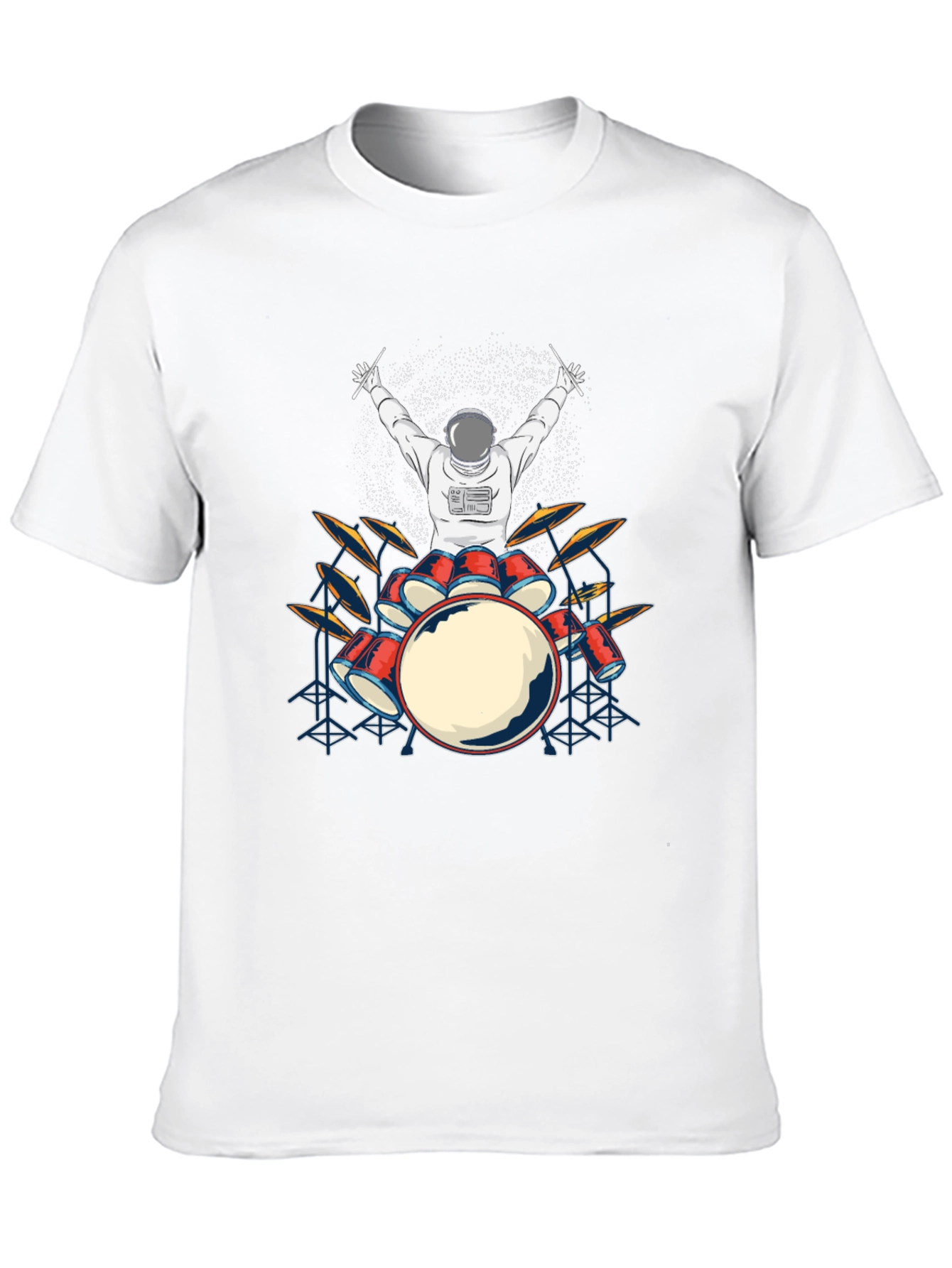 Astronaut Drummer Graphic T-Shirt - Black
