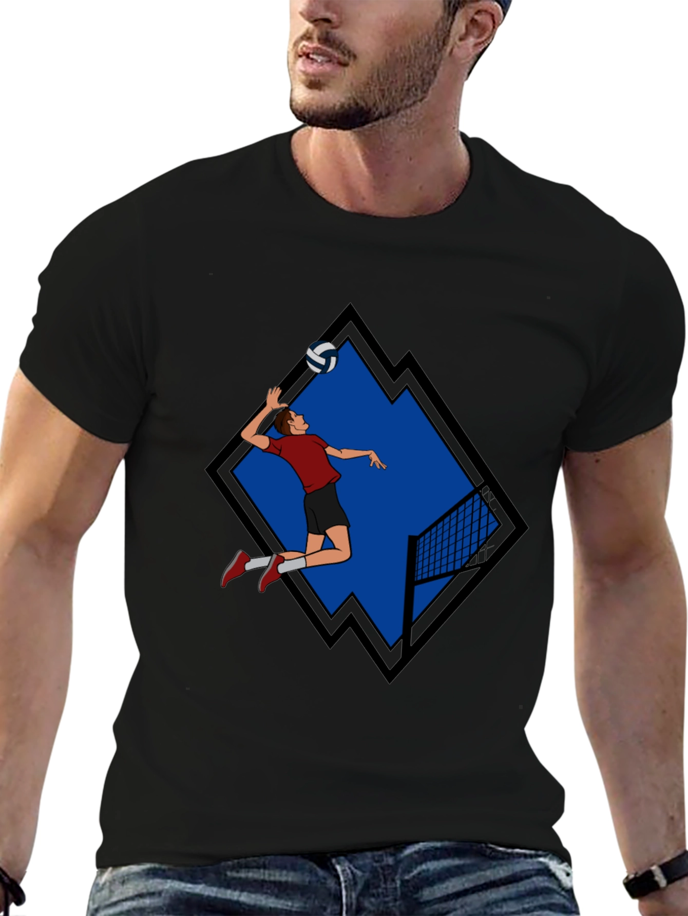 Volleyball Player Graphic Tee - Black