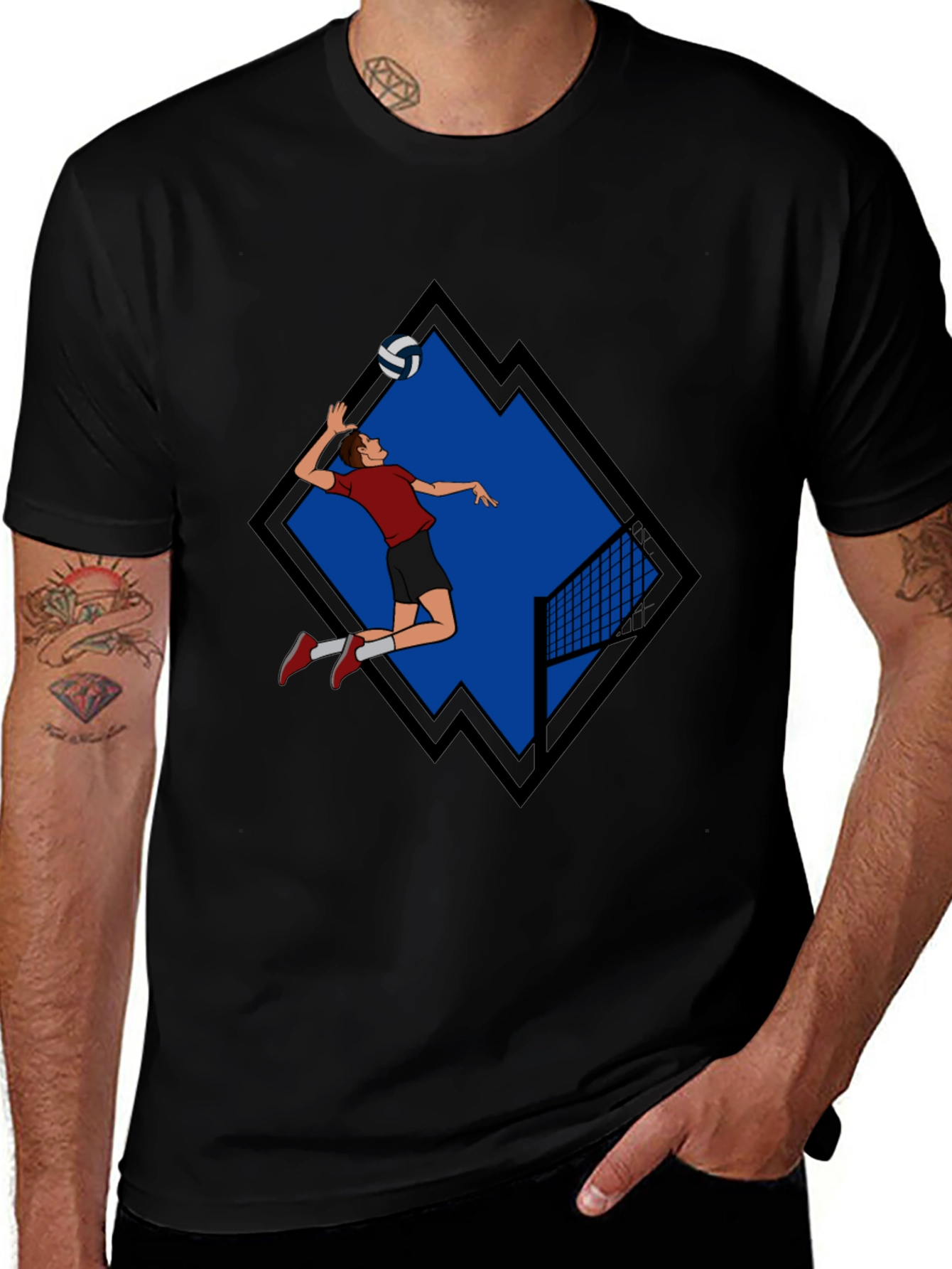 Volleyball Player Graphic Tee - Black