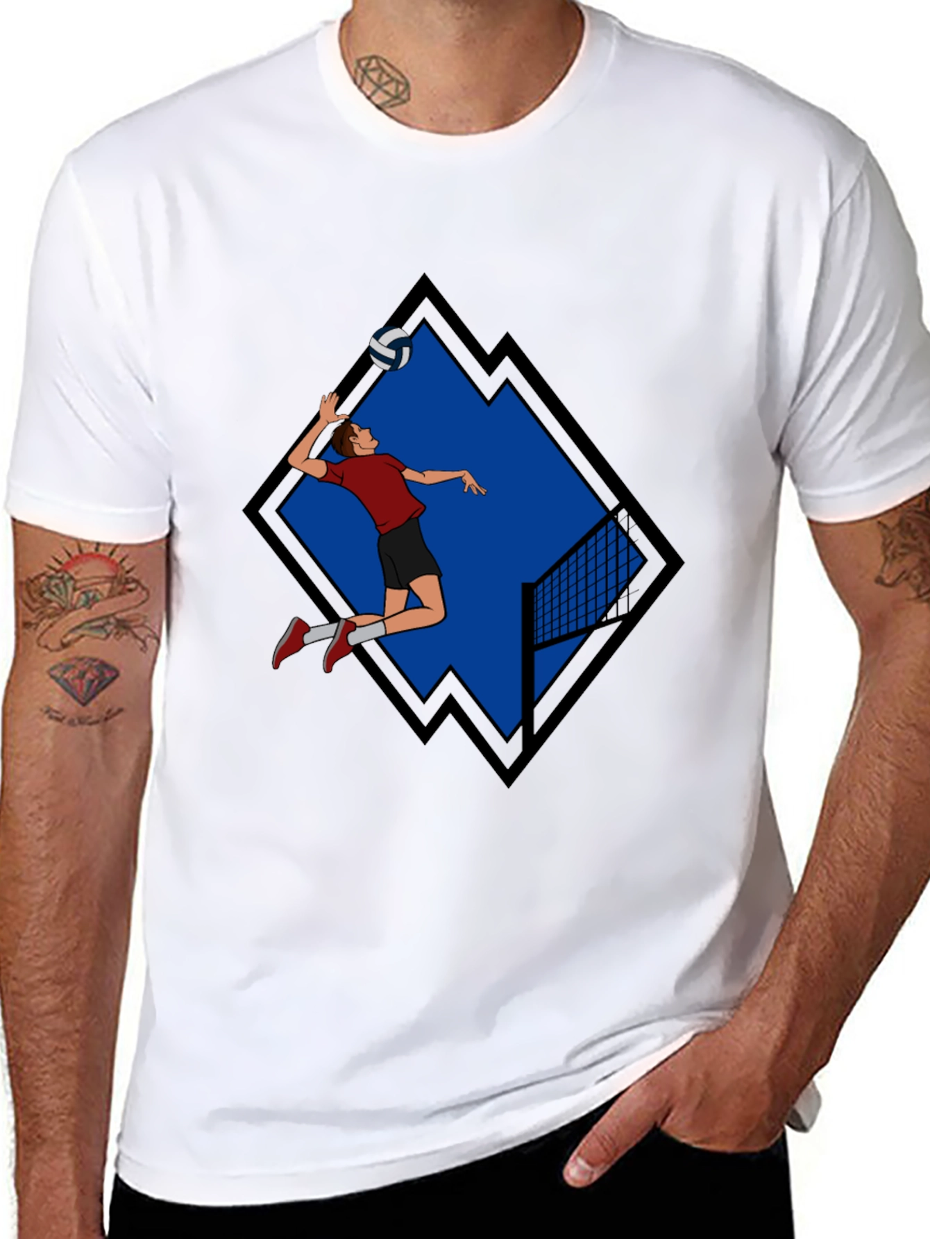 Volleyball Player Graphic Tee - Black
