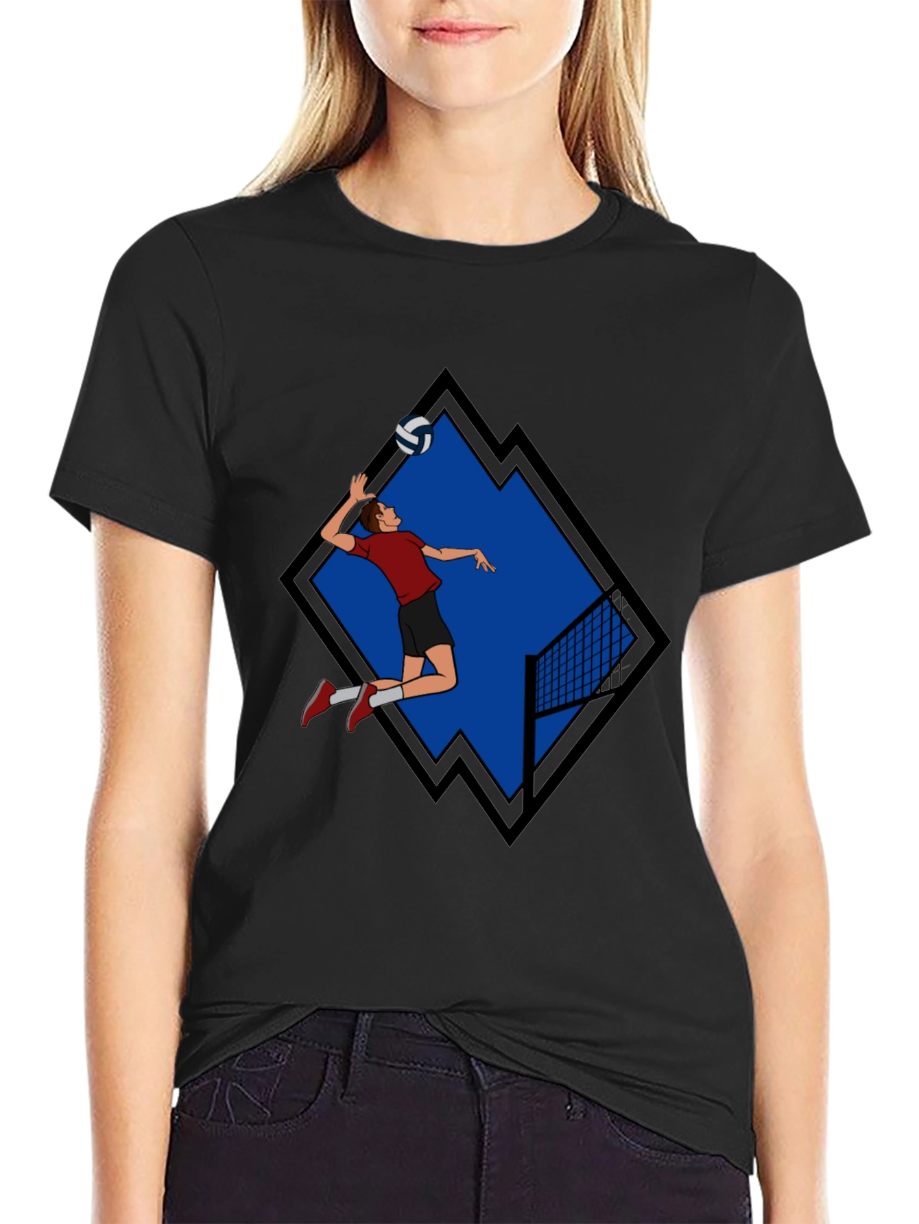 Volleyball Player Graphic Tee - Black