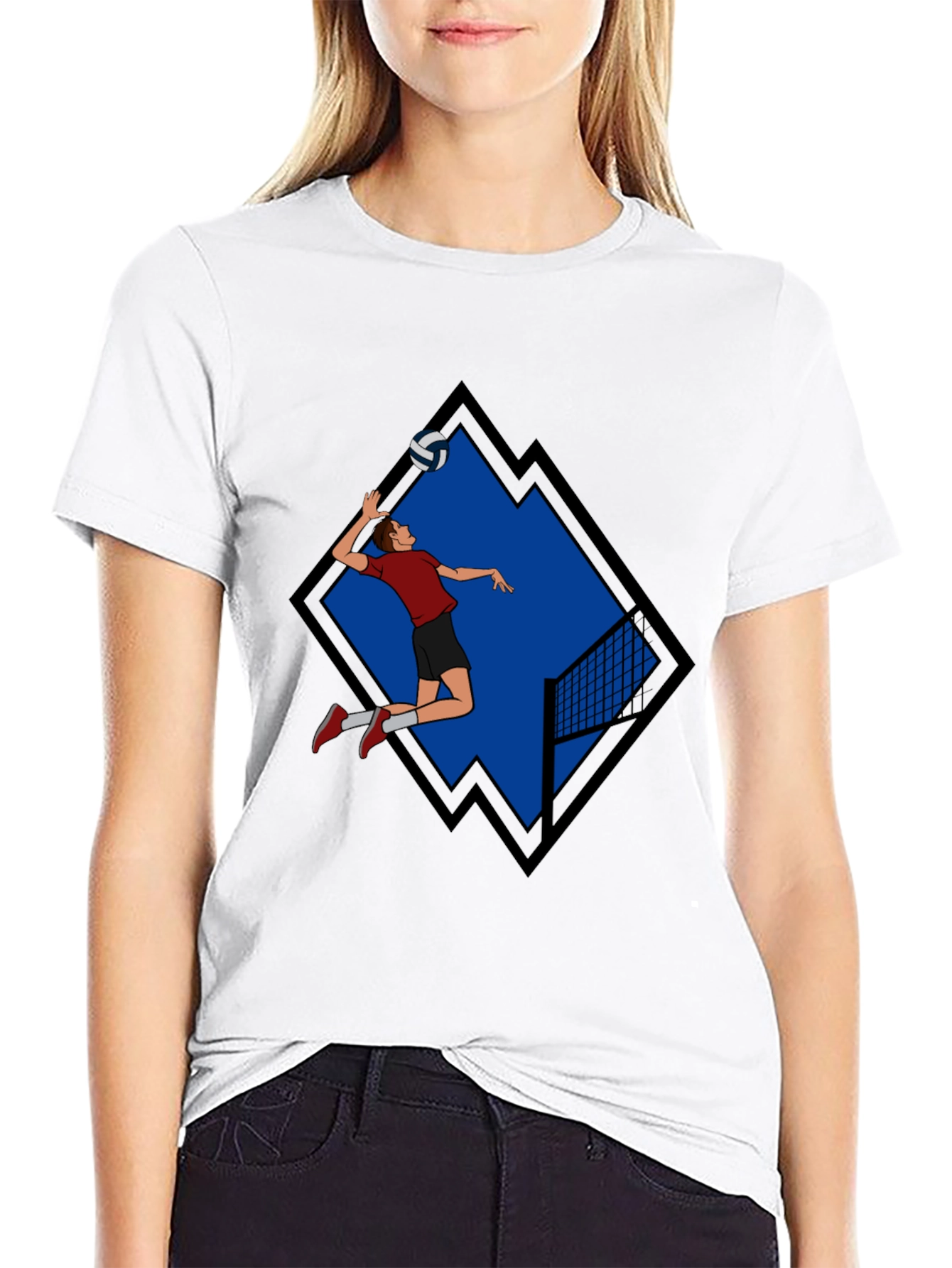 Volleyball Player Graphic Tee - Black