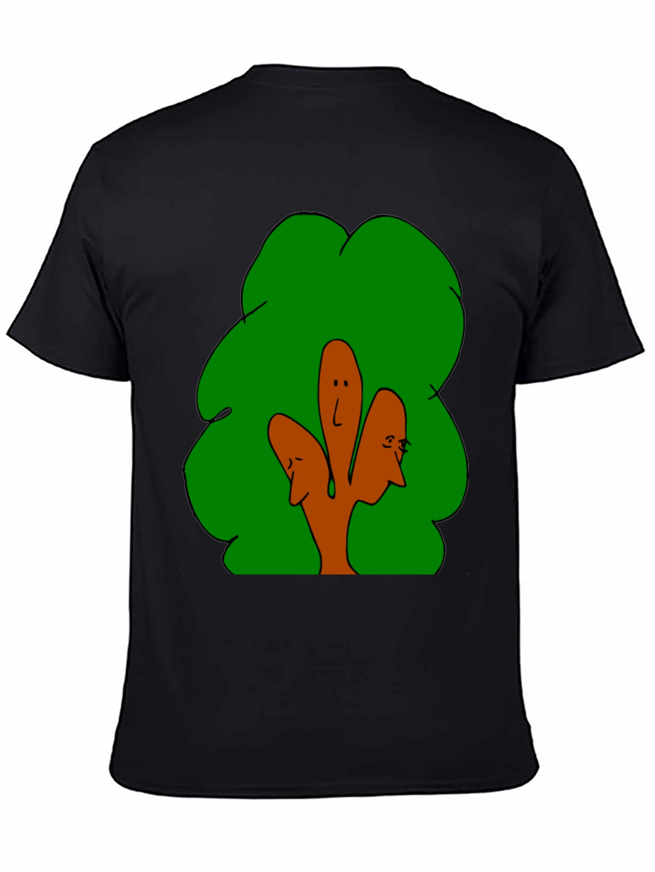 Abstract Tree Face Graphic Black T-Shirt