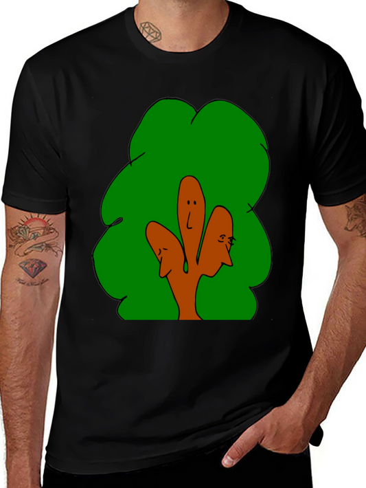 Abstract Tree Face Graphic Black T-Shirt