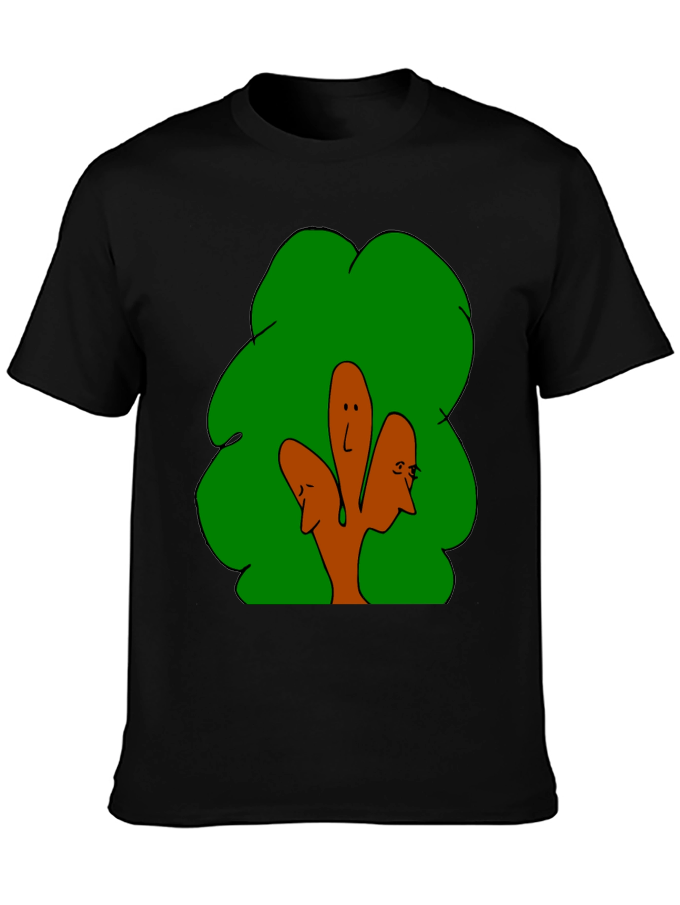 Abstract Tree Face Graphic Black T-Shirt