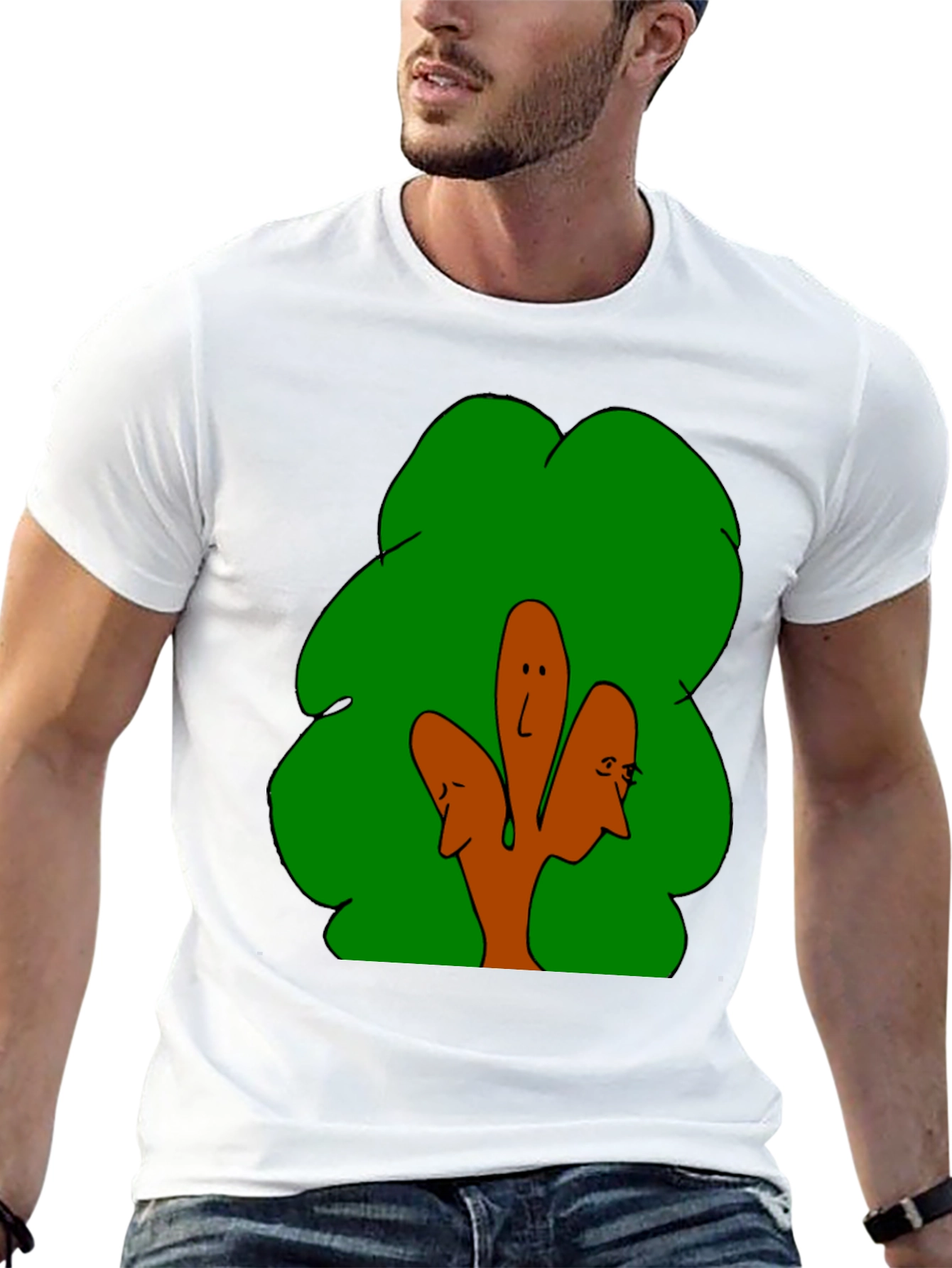 Abstract Tree Face Graphic Black T-Shirt