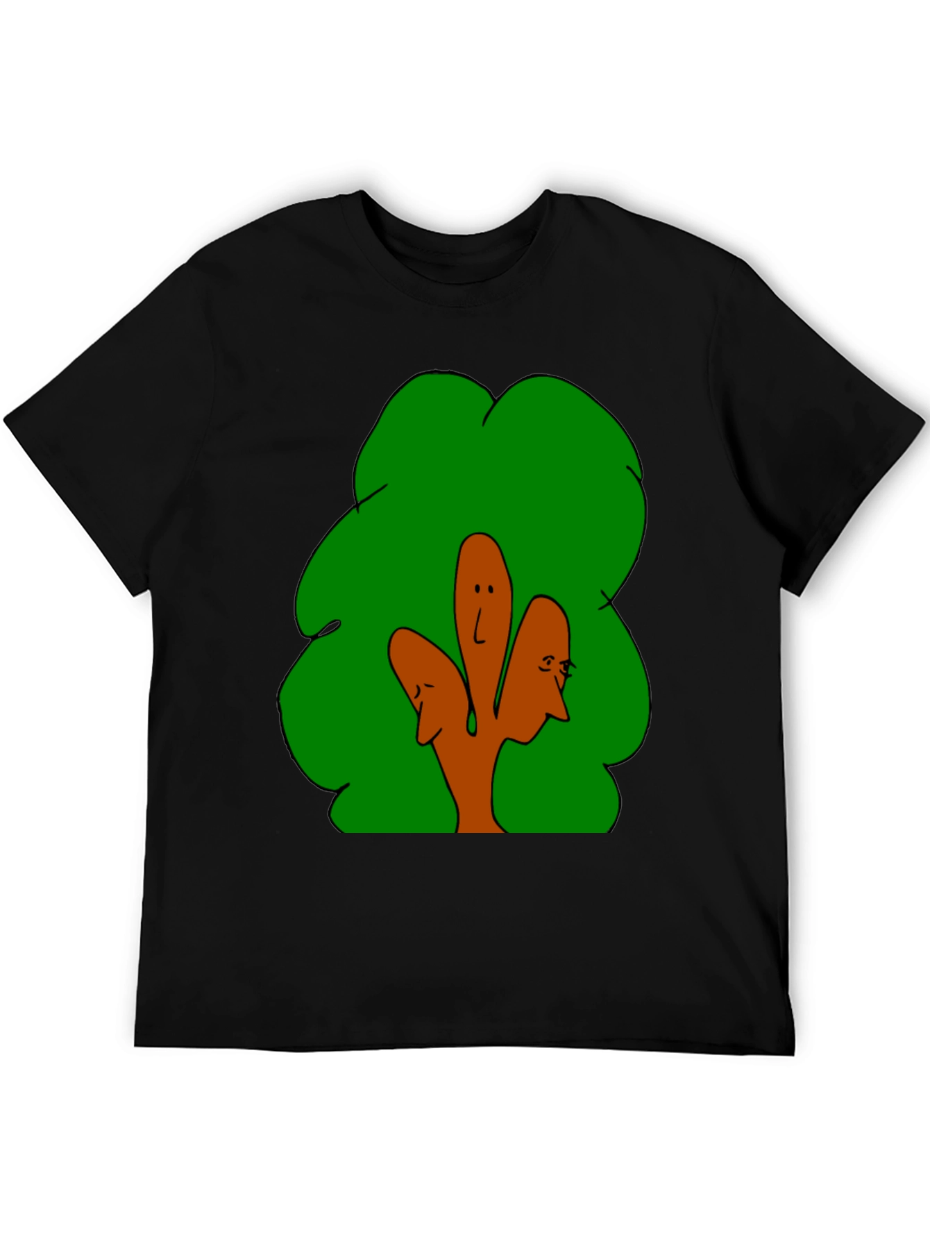 Abstract Tree Face Graphic Black T-Shirt